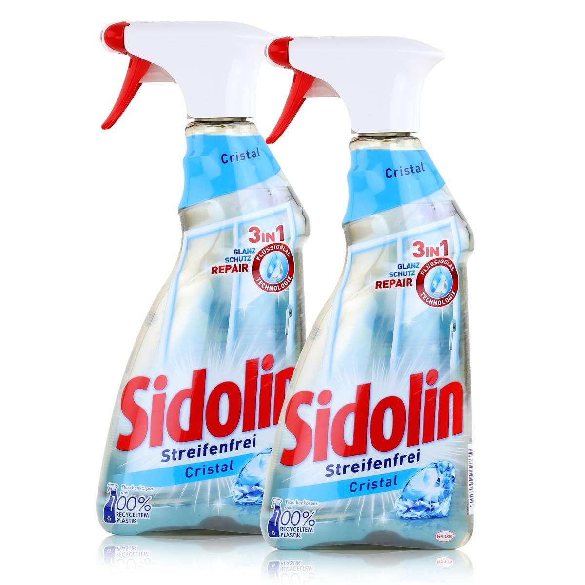 SIDOLIN Sidolin Streifenfrei Cristal 500ml - Glasreiniger, Fensterreiniger (2e Glasreiniger