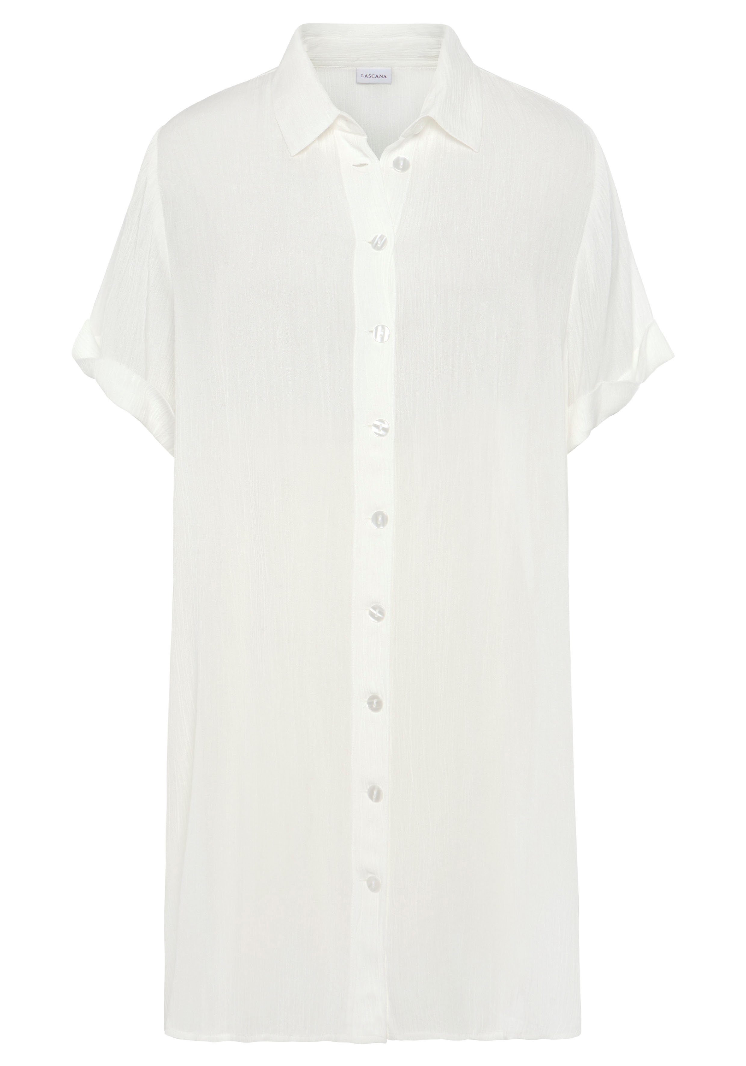 LASCANA Longbluse mit Knopfleiste, Kurzarmbluse, Blusenkleid, sommerlich