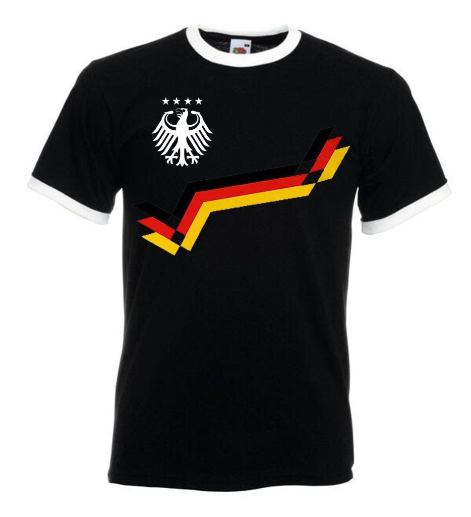 Youth Designz T-Shirt Deutschland Shirt Retro Fußball Trikot Look mit modischem Frontprint Schwarz