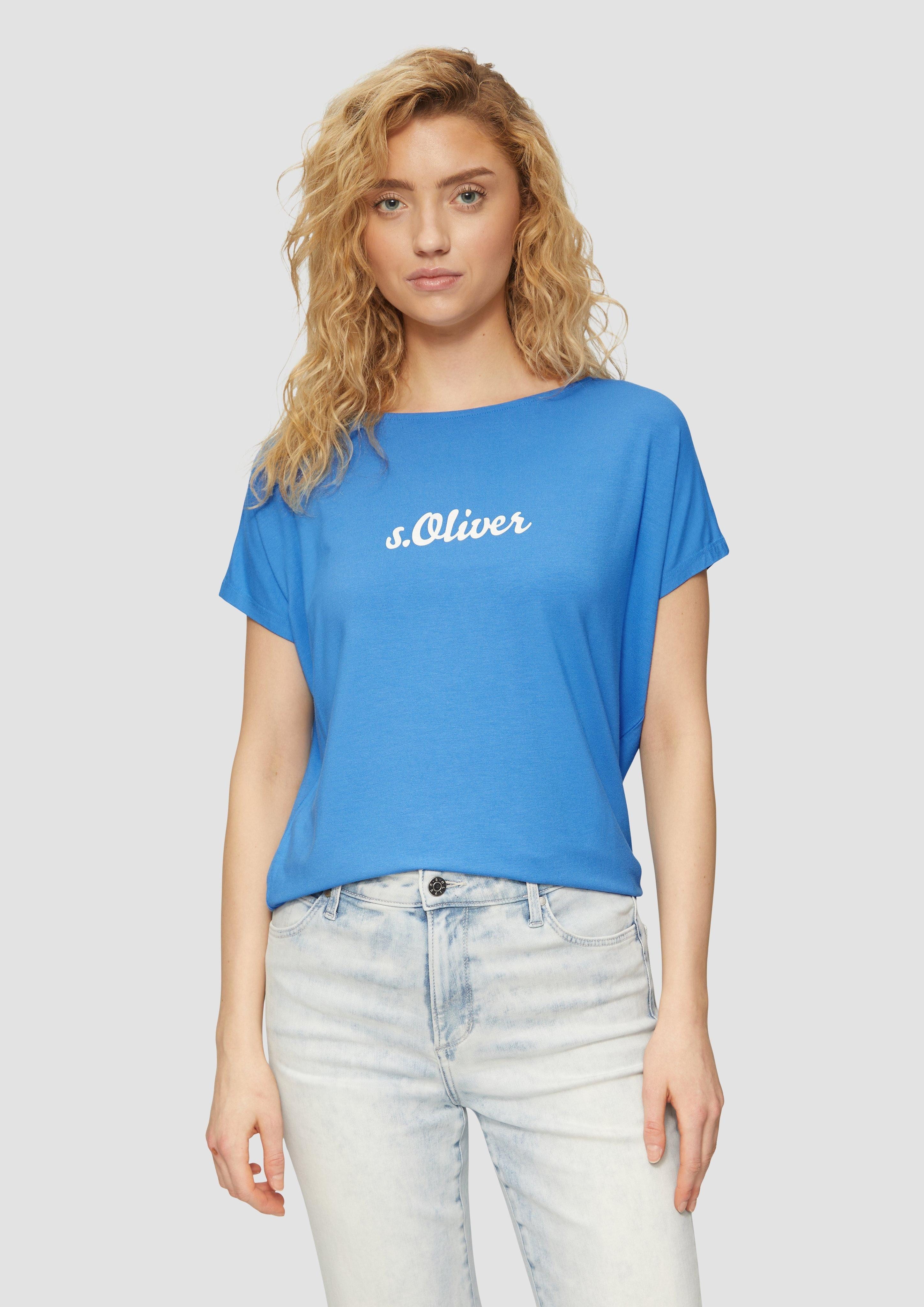 s.Oliver Kurzarmshirt Fließendes Jersey-Shirt mit Artwork günstig online kaufen