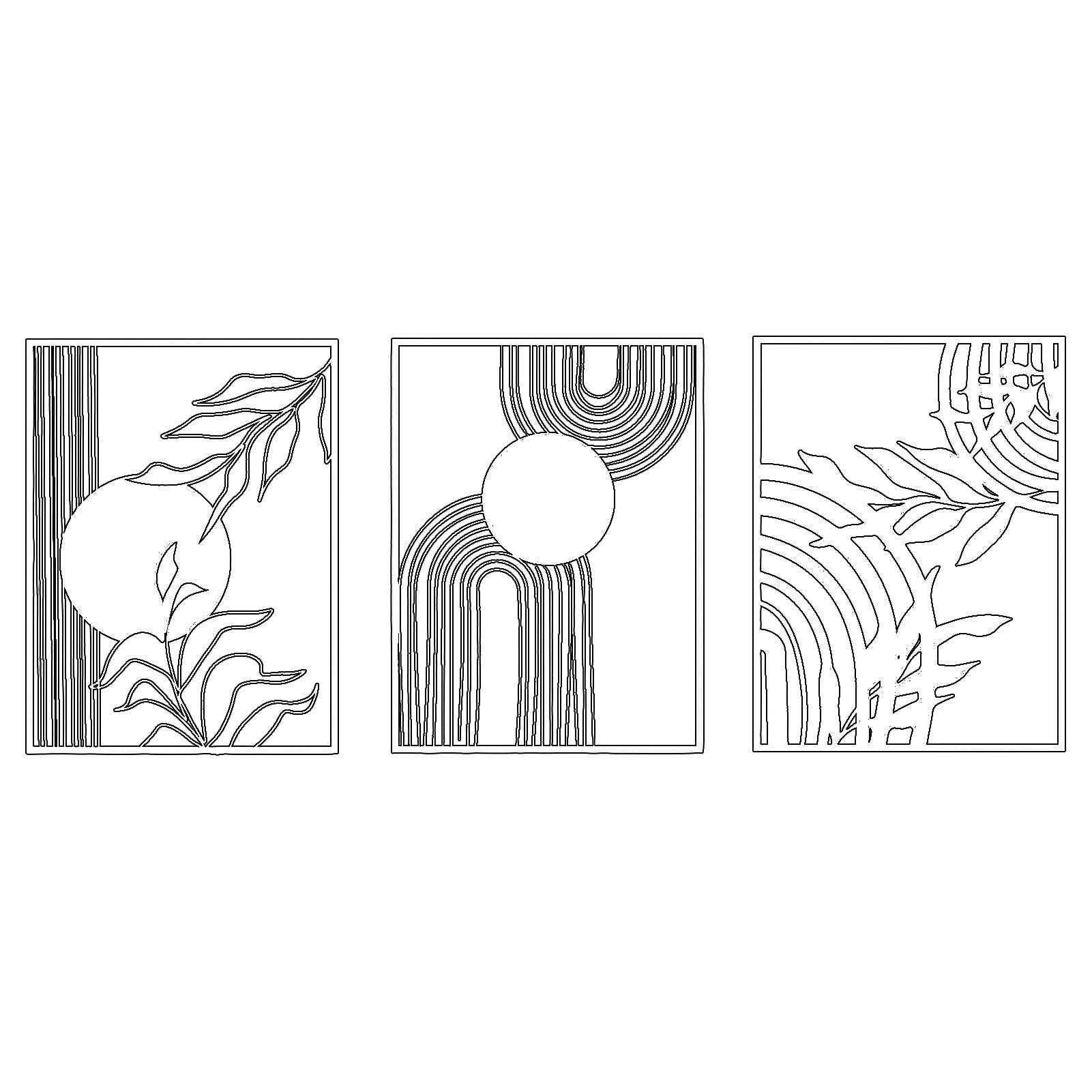 Jumpeak Wanddekoobjekt Metall Wanddeko Set 3-teilig, Modern Geometrisch-Florales Design, Stylisches Wohnaccessoire für Modernes Interieur,Geschenk zum Einzug