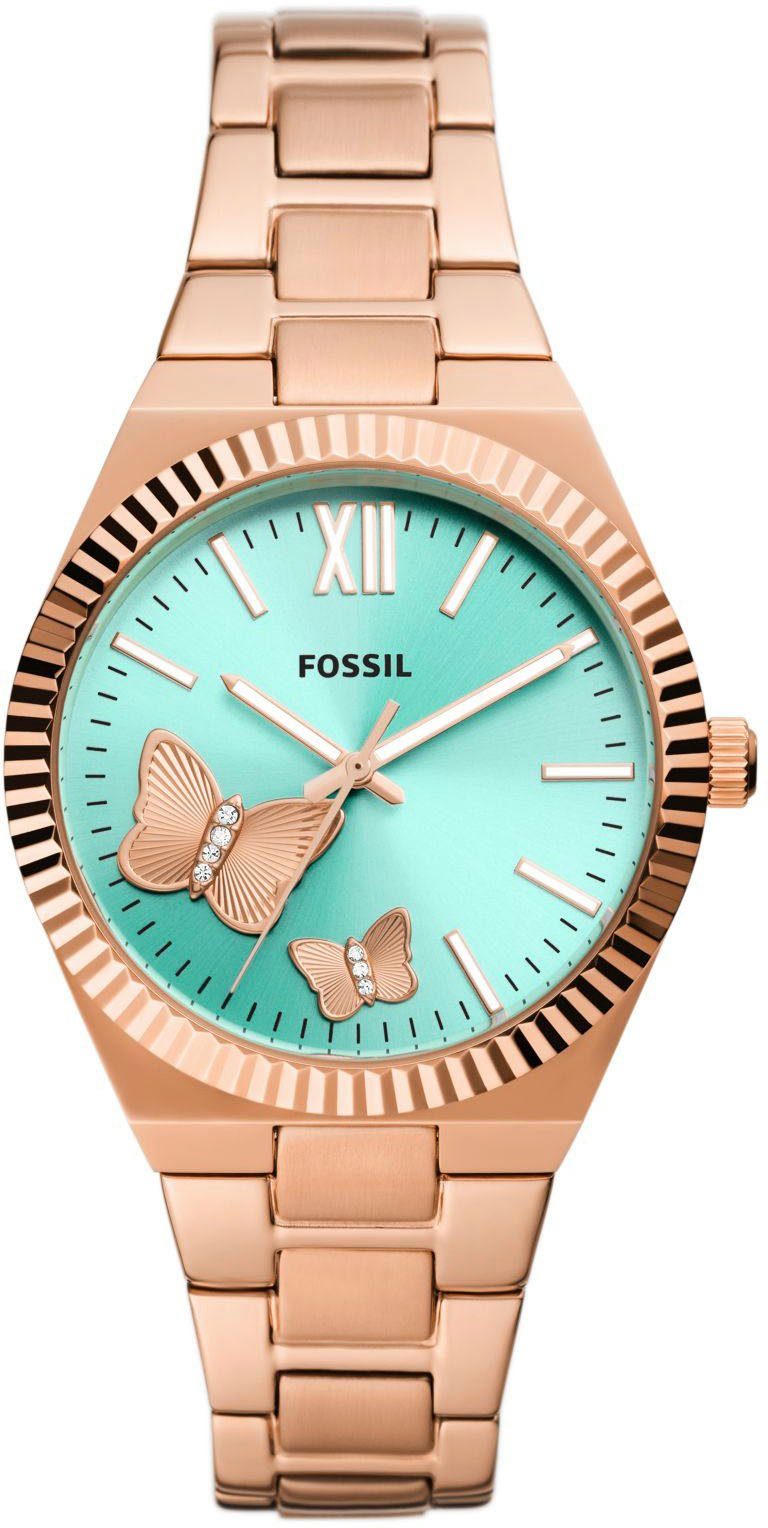 Fossil Quarzuhr SCARLETTE, ES5277, Armbanduhr, Damenuhr, Schmetterling