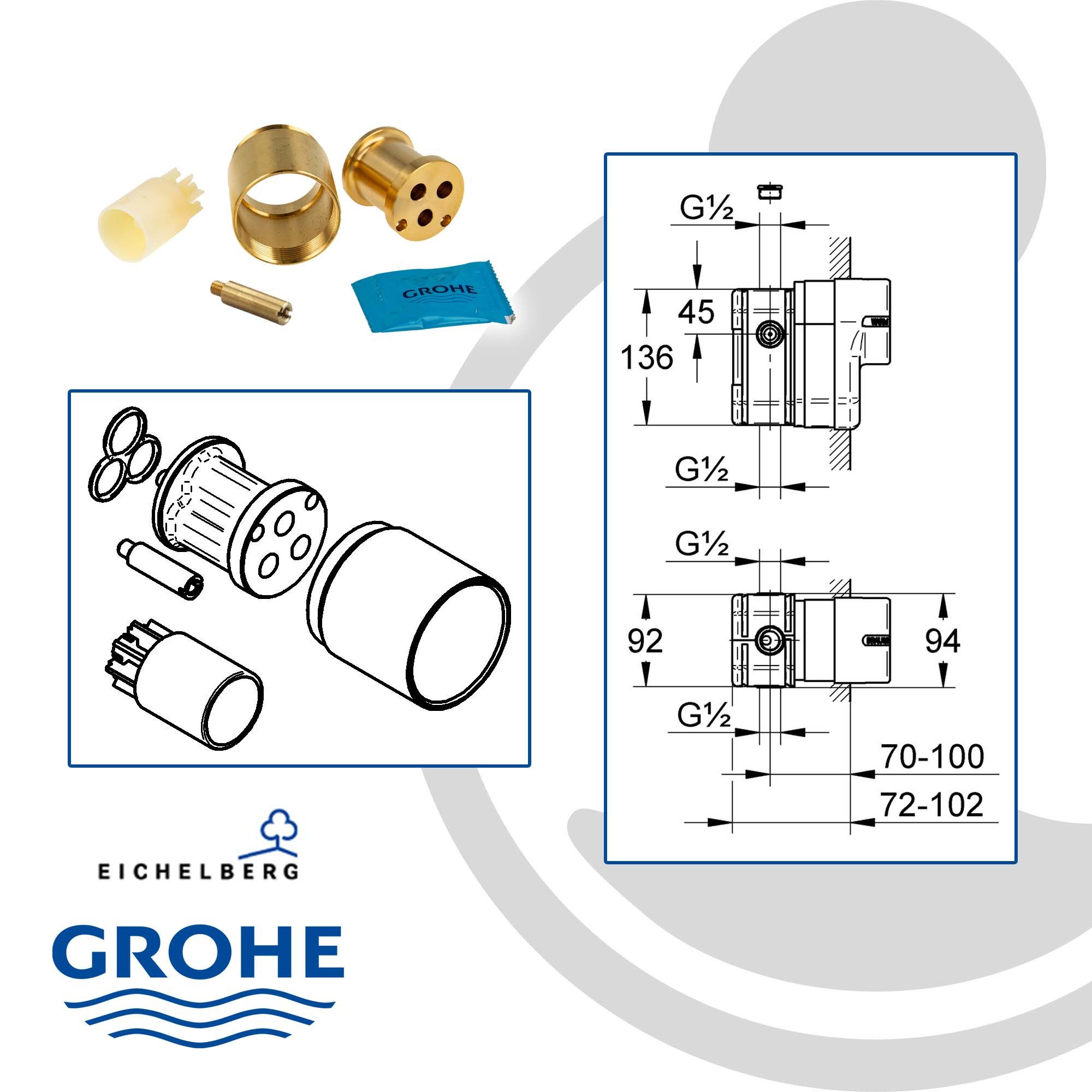 Grohe Badarmatur Unterputz-Verlängerungsset 440403, 1/2''