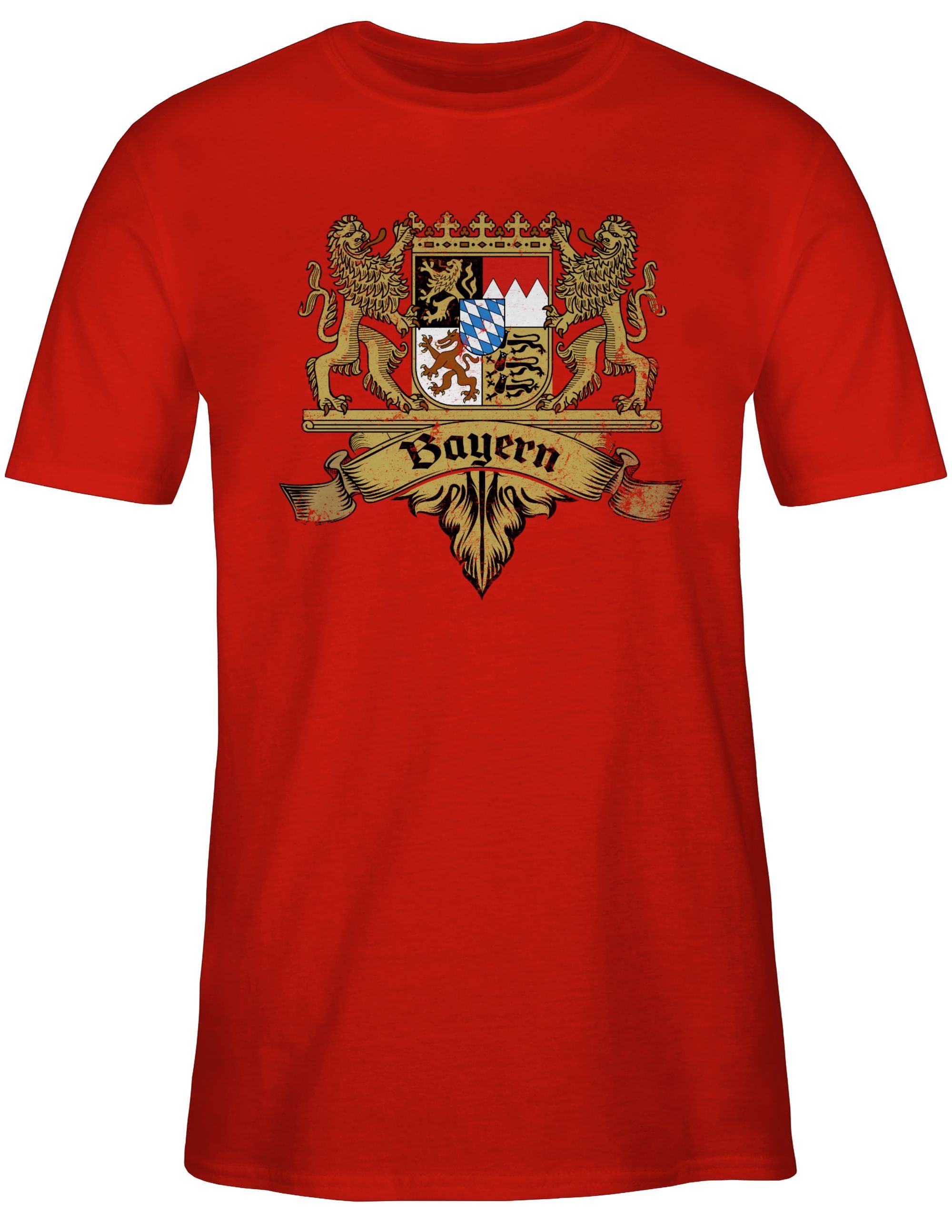 Bayern Oktoberfest Wappen Mode 03 Shirtracer für Rot Freistaat Bayernland Herren T-Shirt Bayern