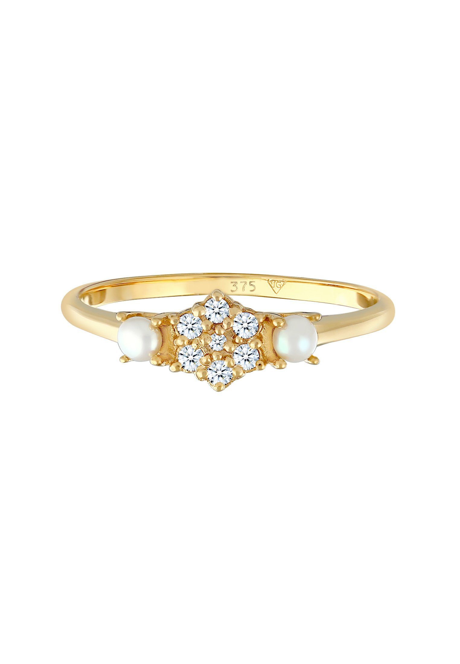 Elli DIAMONDS Diamantring Diamant (0.095 ct) Süßwasserperle 375 Gelbgold, D günstig online kaufen