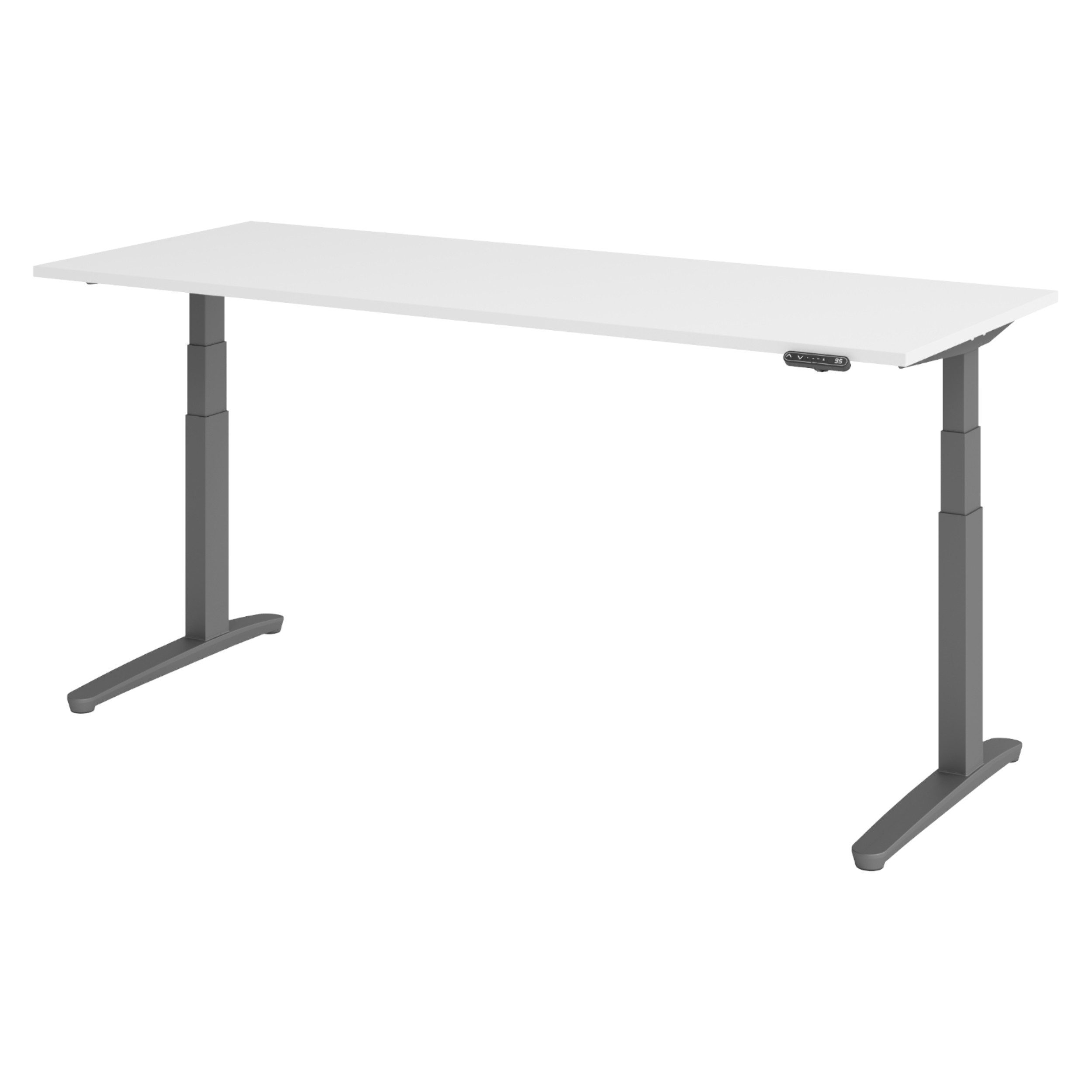 bümö Schreibtisch bümö XBHM Schreibtisch, Rechteck: 200 x 80 cm - Dekor: Weiß - Gestell: Graphit