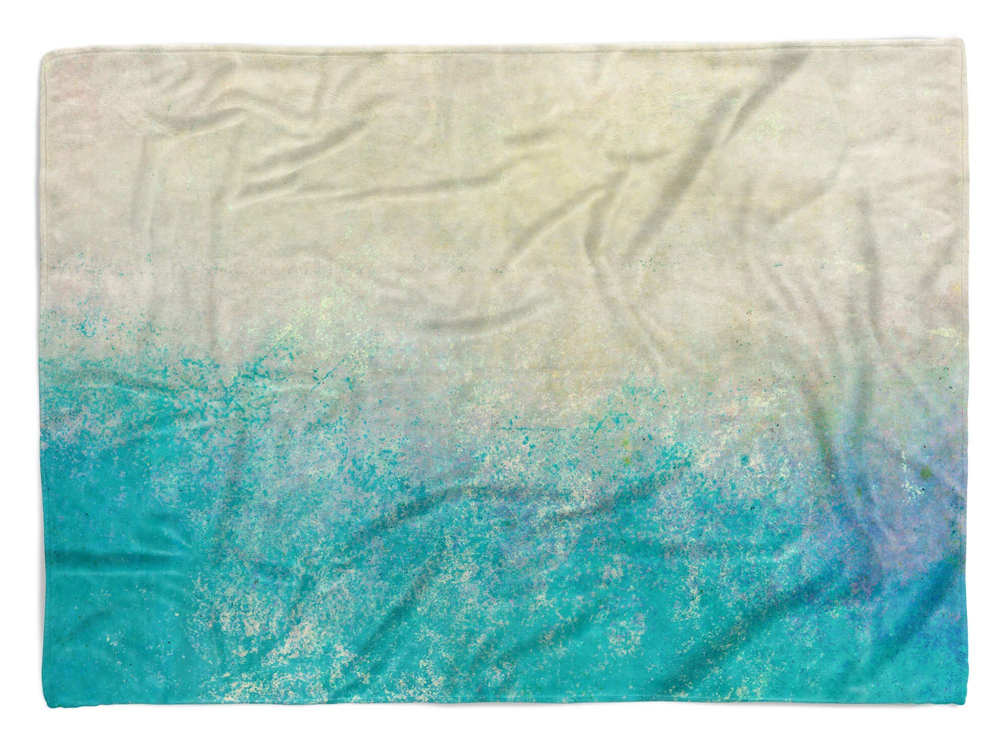 Sinus Art Handtücher Handtuch Strandhandtuch Saunatuch Kuscheldecke mit Fotomotiv Abstrakt Struktur Hellblau K, Baumwolle-Polyester-Mix (1-St), Handtuch