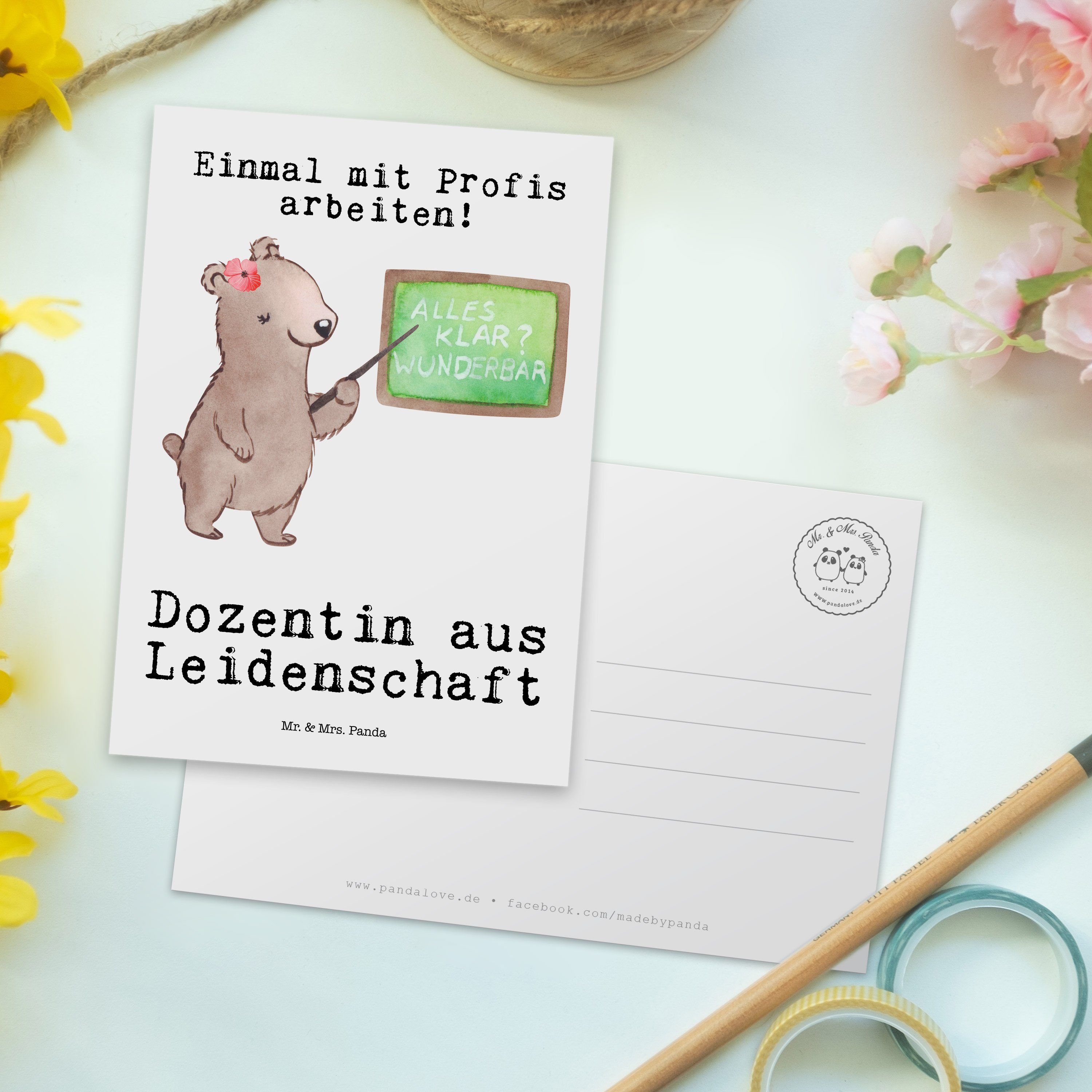 Vorlesung, Akad Mr. & - Leidenschaft Tutorin, Postkarte Weiß Panda Dozentin - Geschenk, Mrs. aus