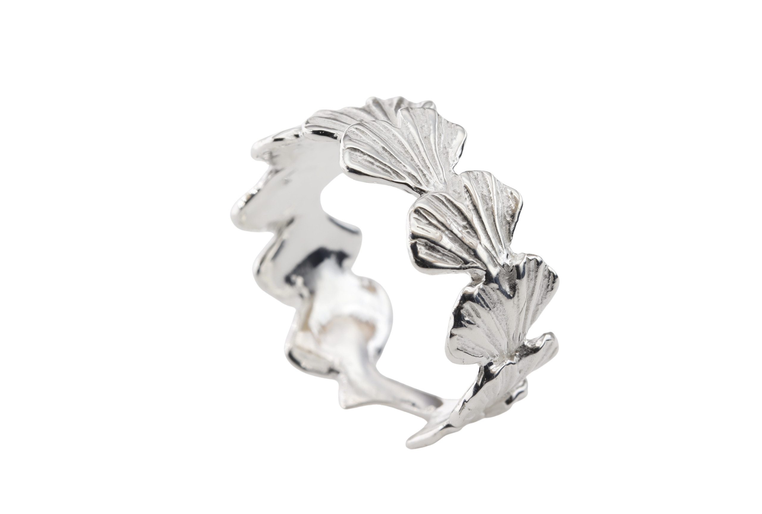 SILBERMOOS Partnerring Motivring "Ginkgoblatt", 925 Sterling Silber