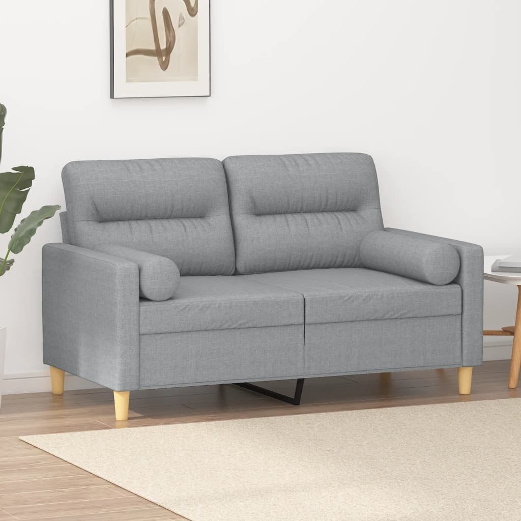 vidaXL Sofa 2-Sitzer-Sofa mit Zierkissen Hellgrau günstig online kaufen