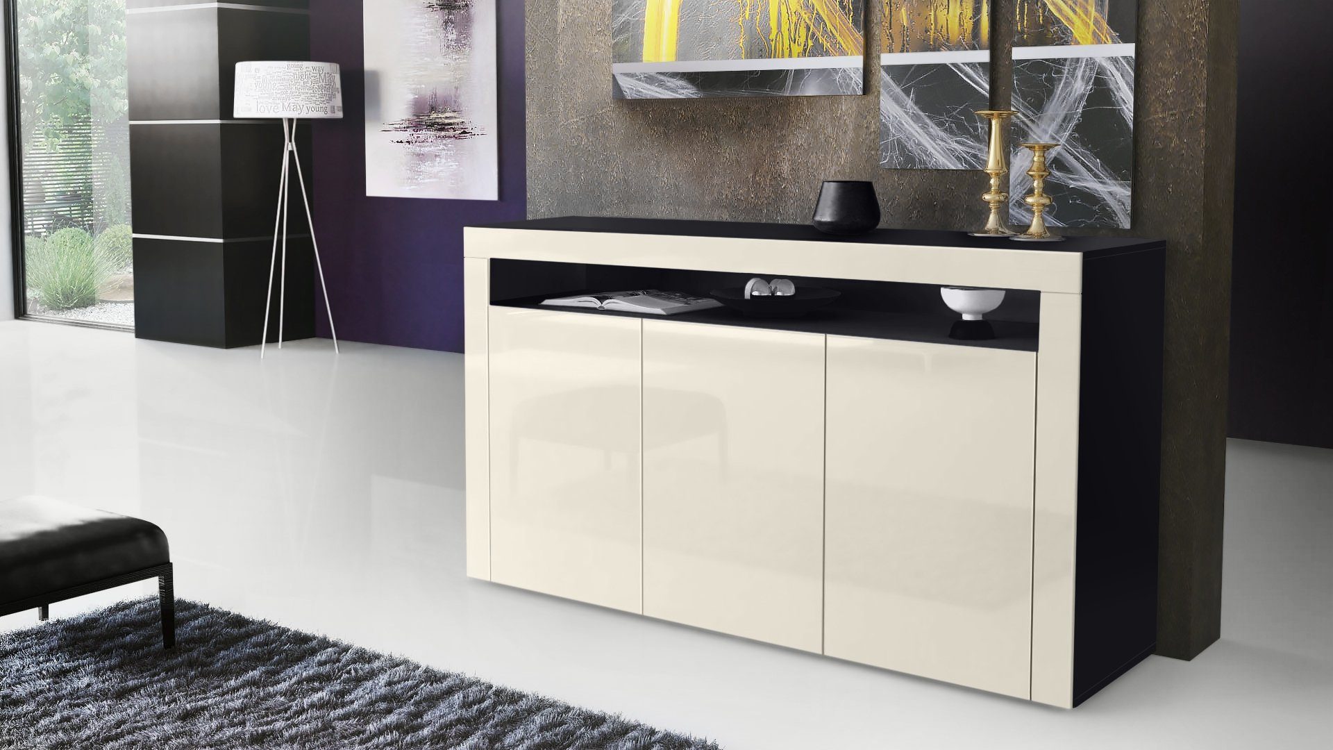 Vladon Sideboard Valencia (Sideboard, mit 3 günstig online kaufen