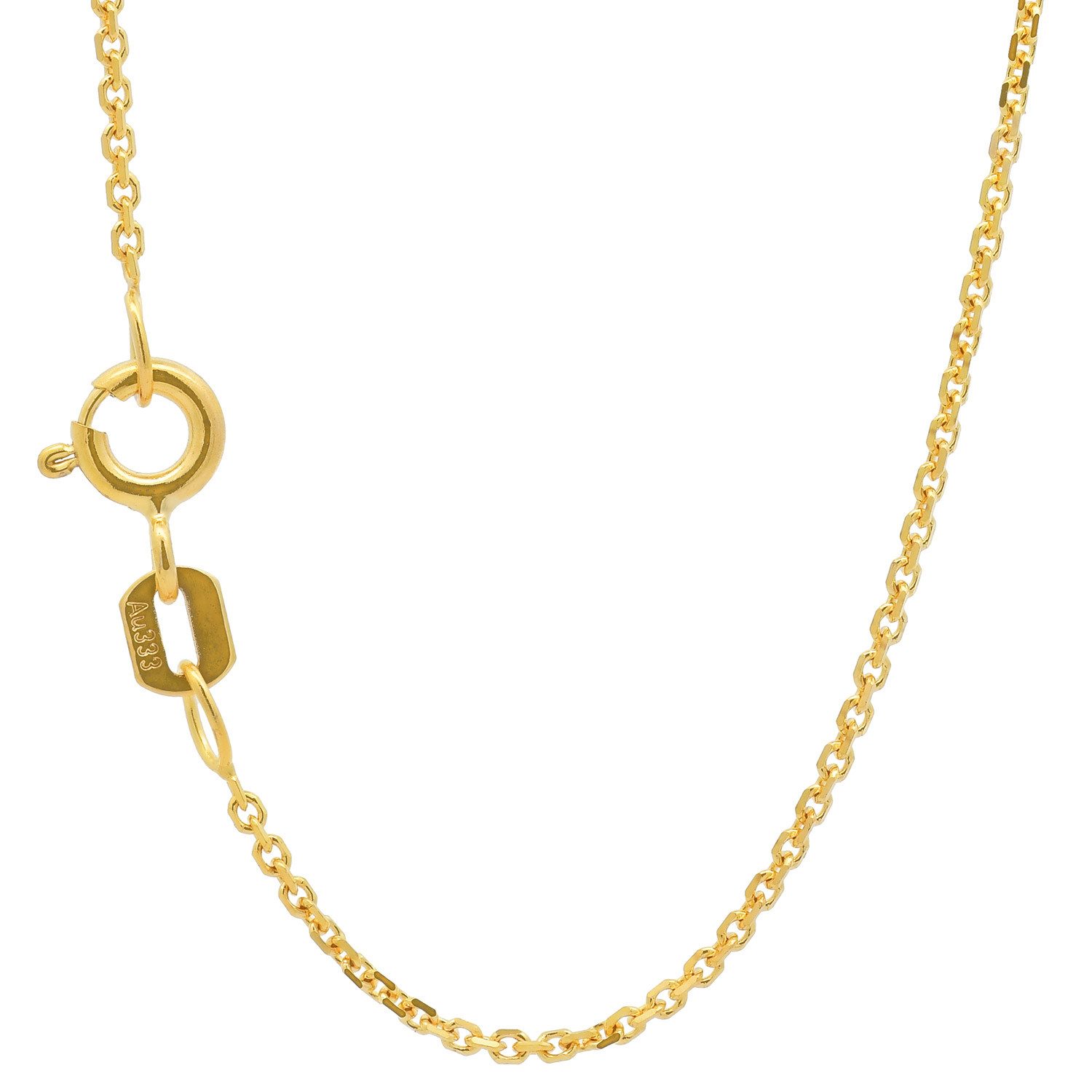 HOPLO Goldkette Ankerkette diamantiert Länge 36cm - Breite 1,2mm - 333-8 Karat Gold, Made in Germany