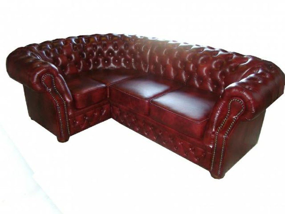 JVmoebel Chesterfield-Sofa Eckcouch aus Stoff in Grau mit Chesterfield-Design, 1 Teile, Made in Europa