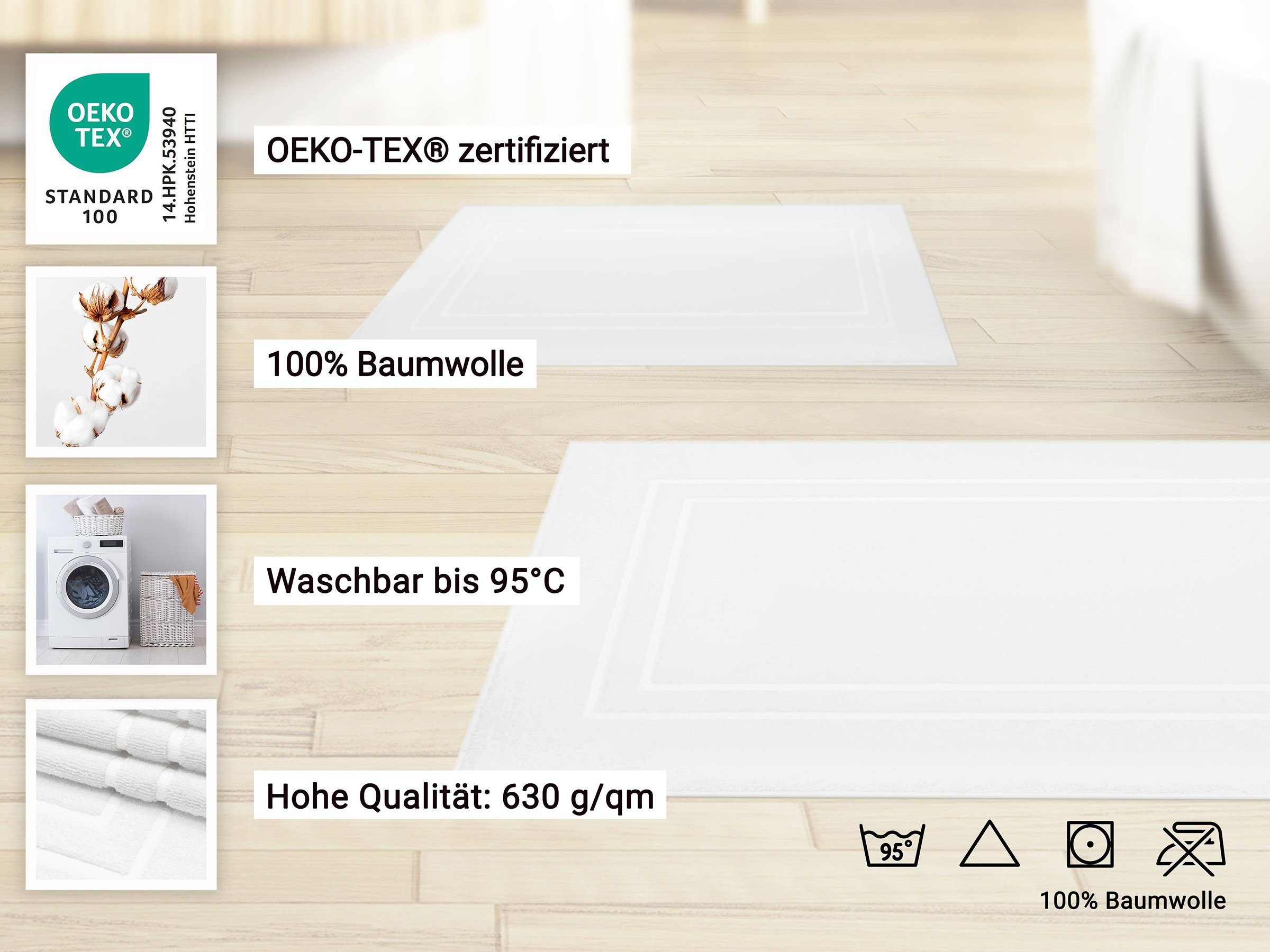 ZOLLNER Badematte, saugstark, fußbodenheizunggeeignet, 100% Baumwolle, günstig online kaufen