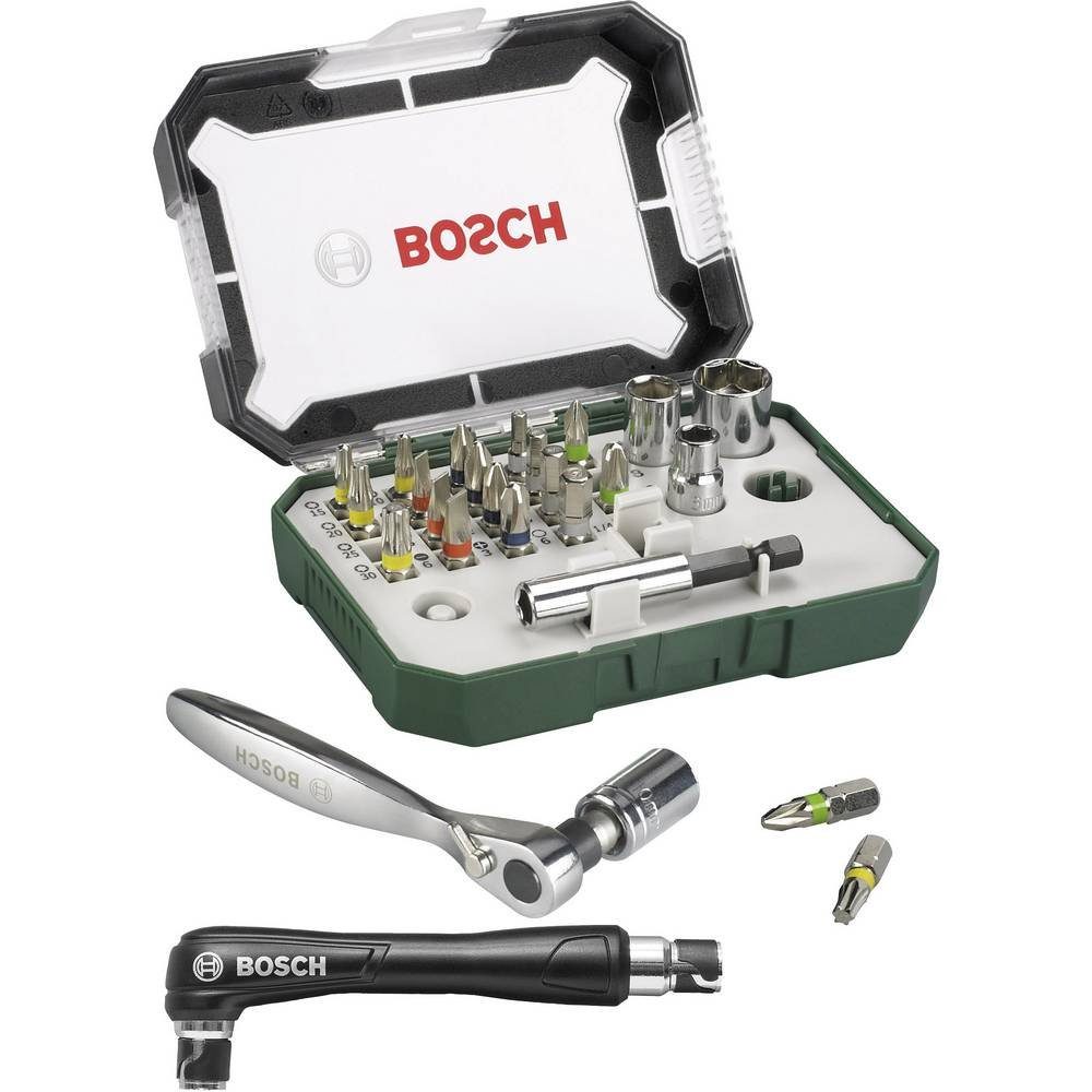 BOSCH Bit-Set Bosch Prom 27tlg. Schrauberbit mit Ratsche, inkl. Ratsche