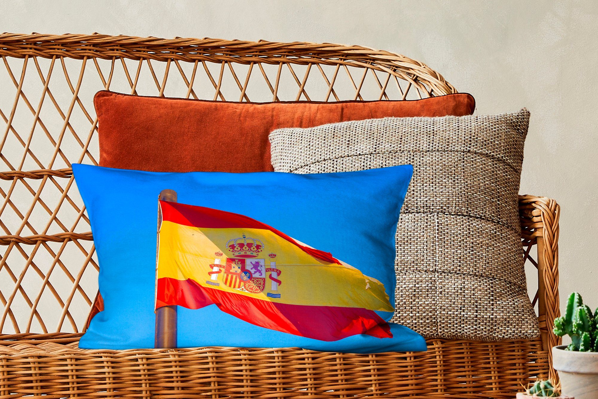 mit Wohzimmer MuchoWow Füllung, Zierkissen, Die Dekoration, Dekokissen Spanien, Dekokissen von Nationalflagge Schlafzimmer