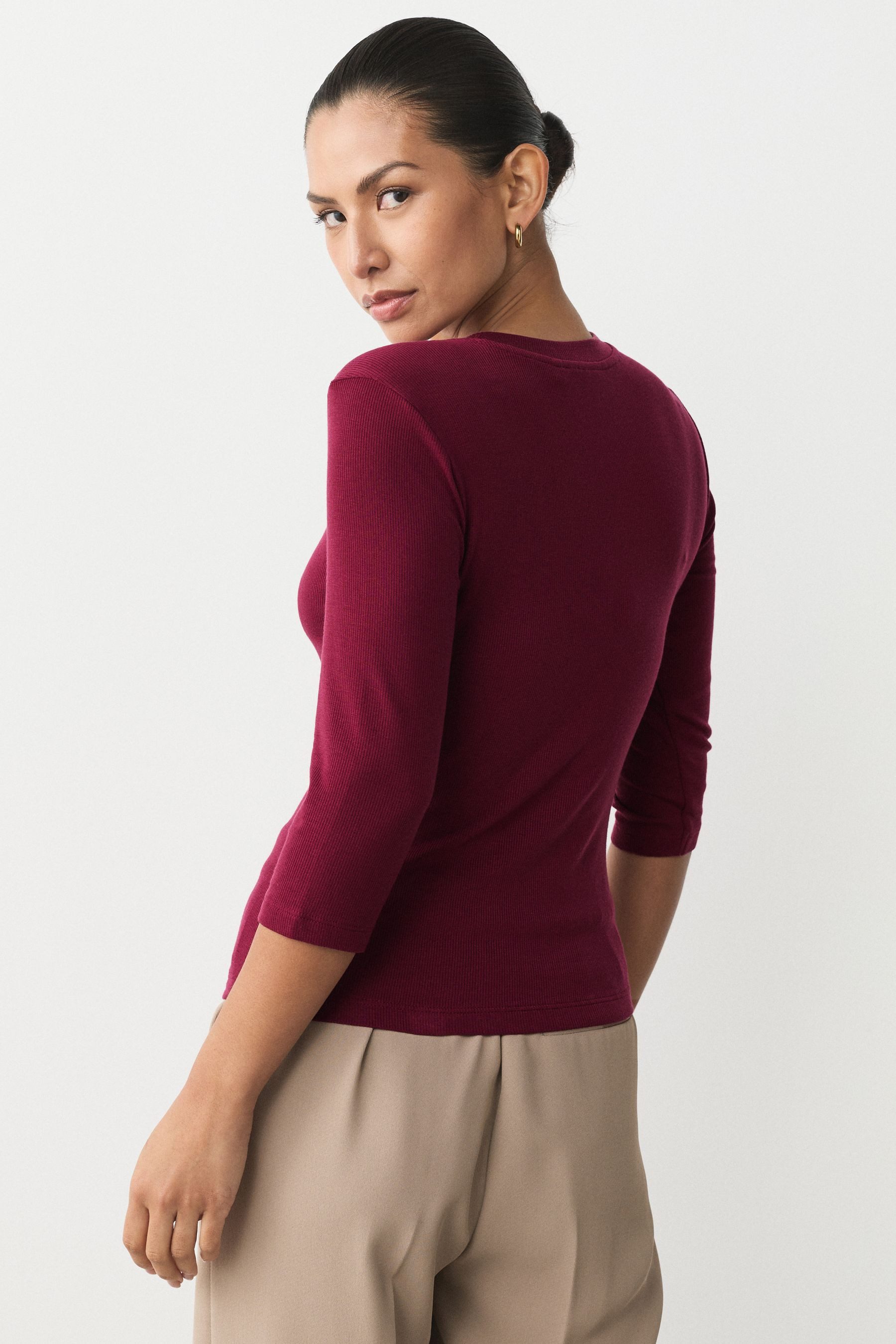 Next Blusenshirt Rundhalsoberteile mit 3/4-Ärmeln, 3er-Pack (3-tlg) günstig online kaufen