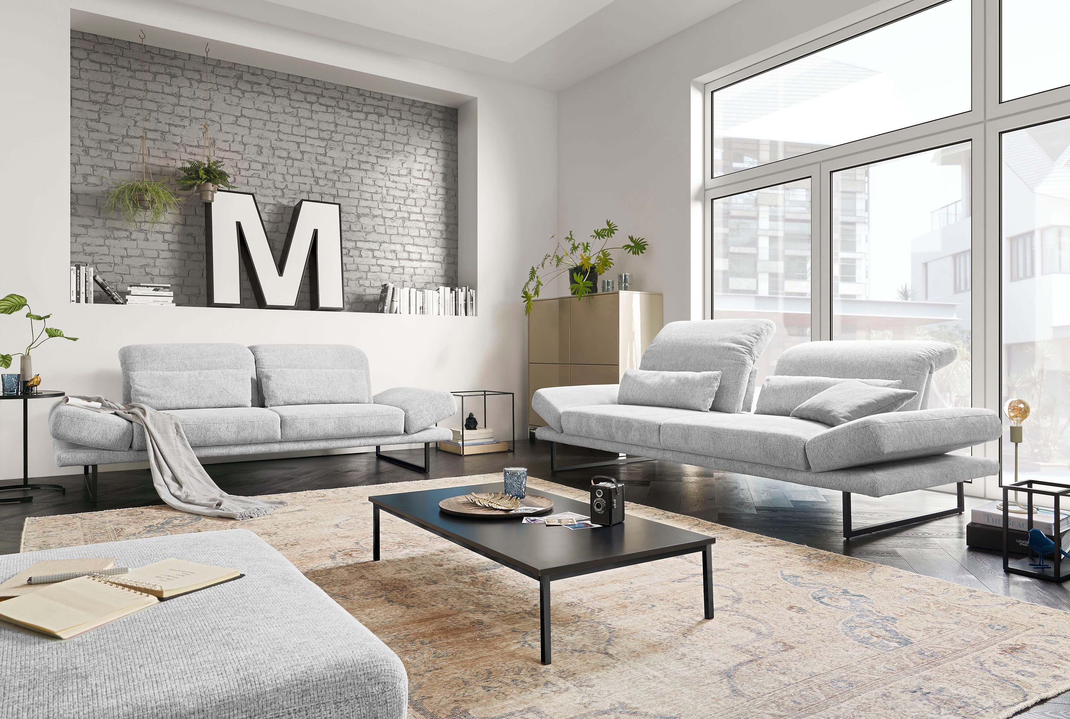 3C Candy 2-Sitzer Mallow Designsofa mit Komfortfunktionen, modern und bequem, Verstellbare Armlehne und Kopfteil, manuelle Sitztiefenverstellung