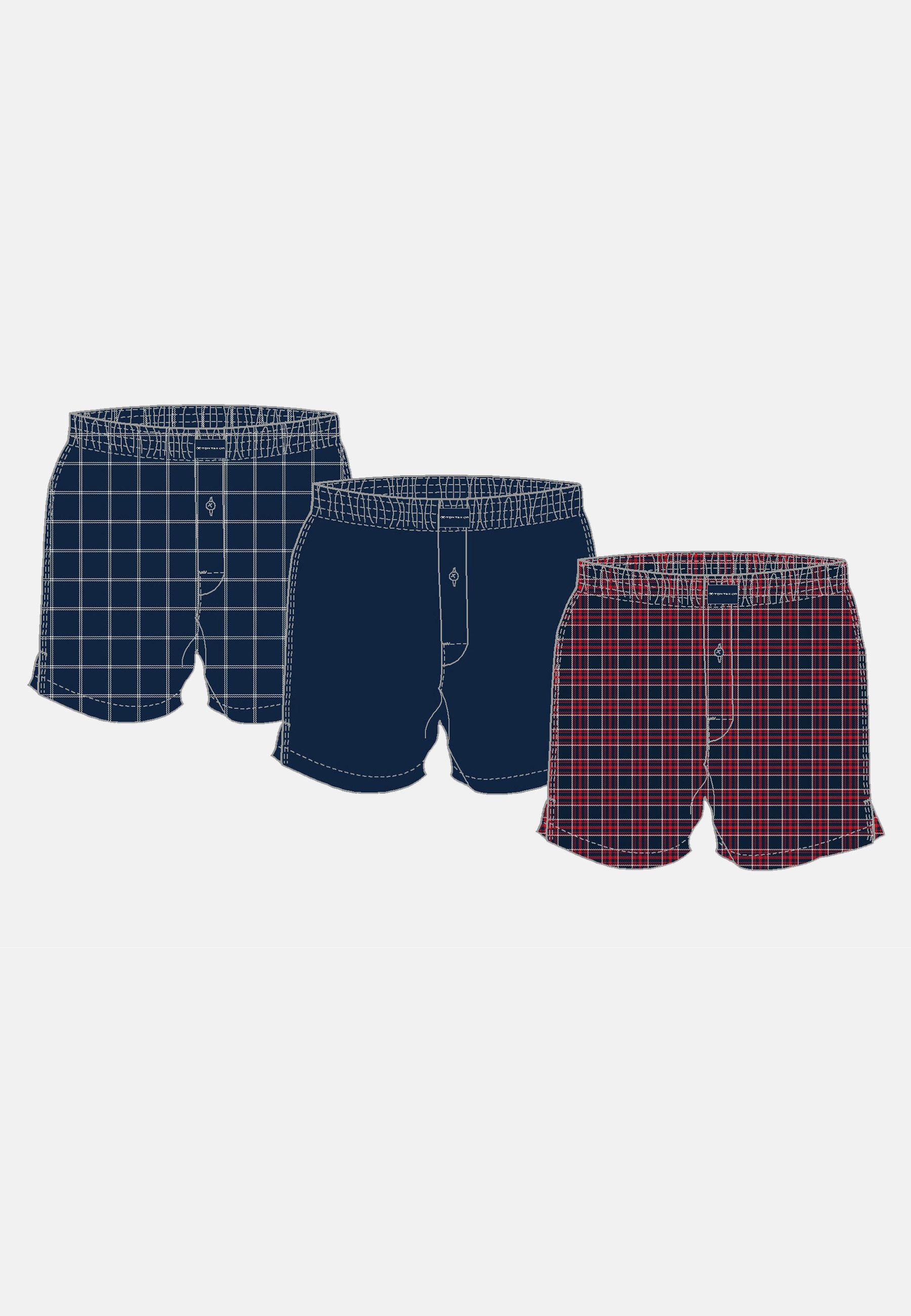 TOM TAILOR Boxershorts TOM TAILOR Herren Boxershort rot kariert 3er Pack (3-St)