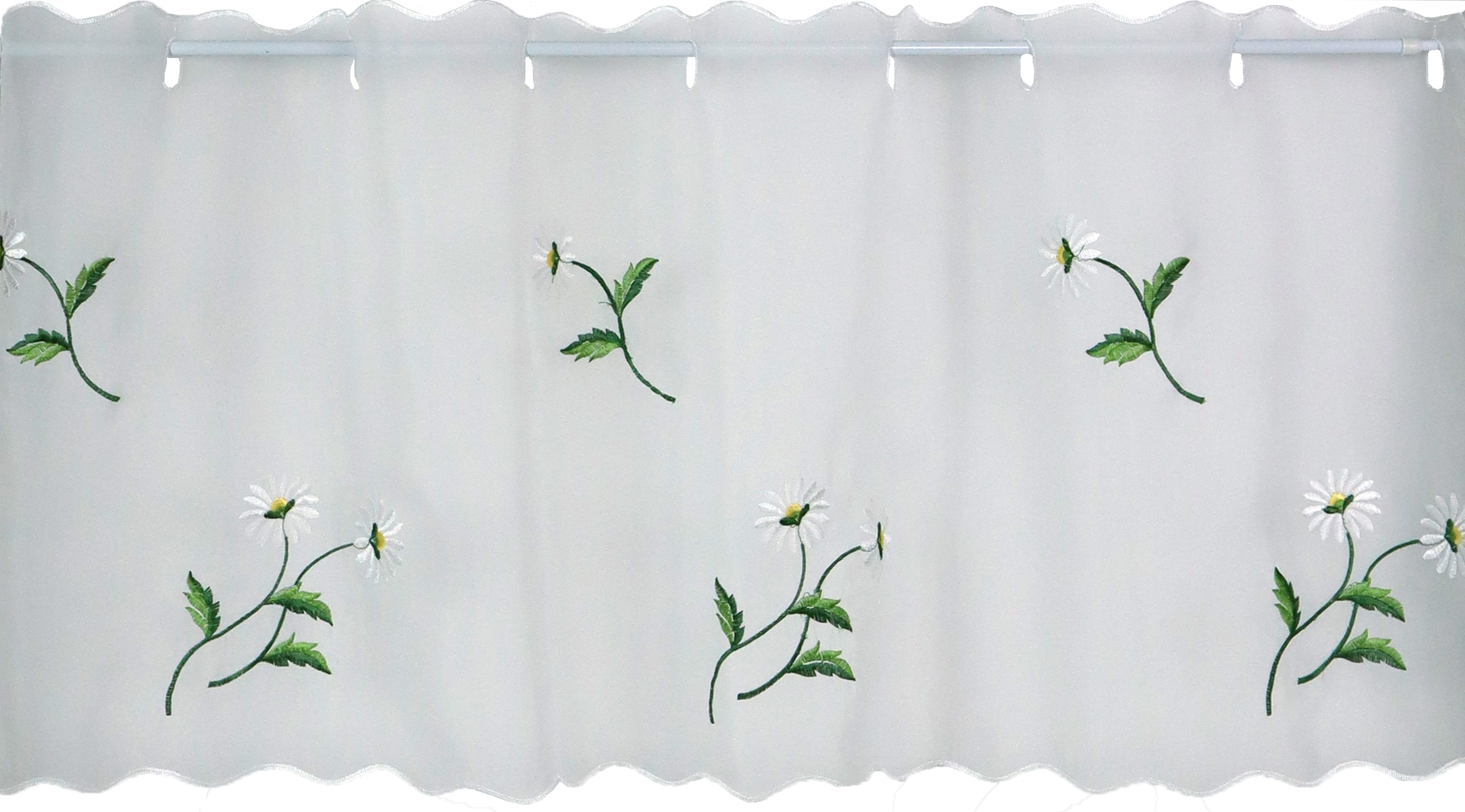 Scheibengardine Bistrogardine transparent mit Stickerei 44x140 cm