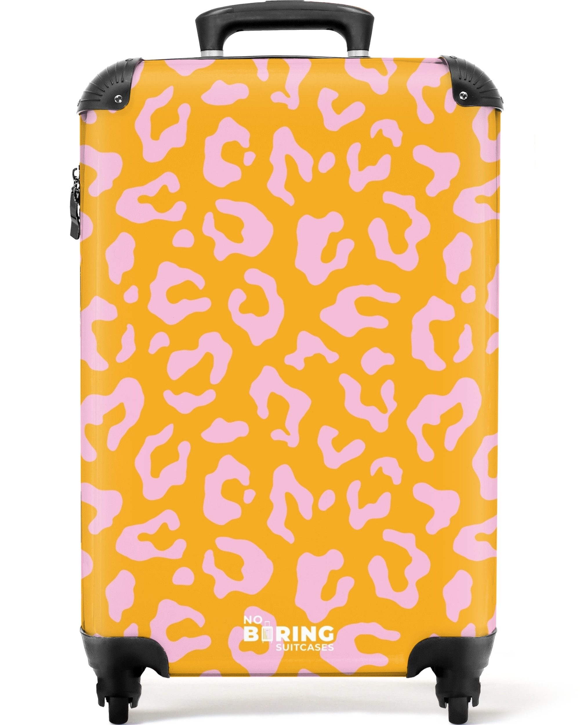 NoBoringSuitcases.com© Hartschalen-Trolley Orange und rosa Pantherdruck günstig online kaufen
