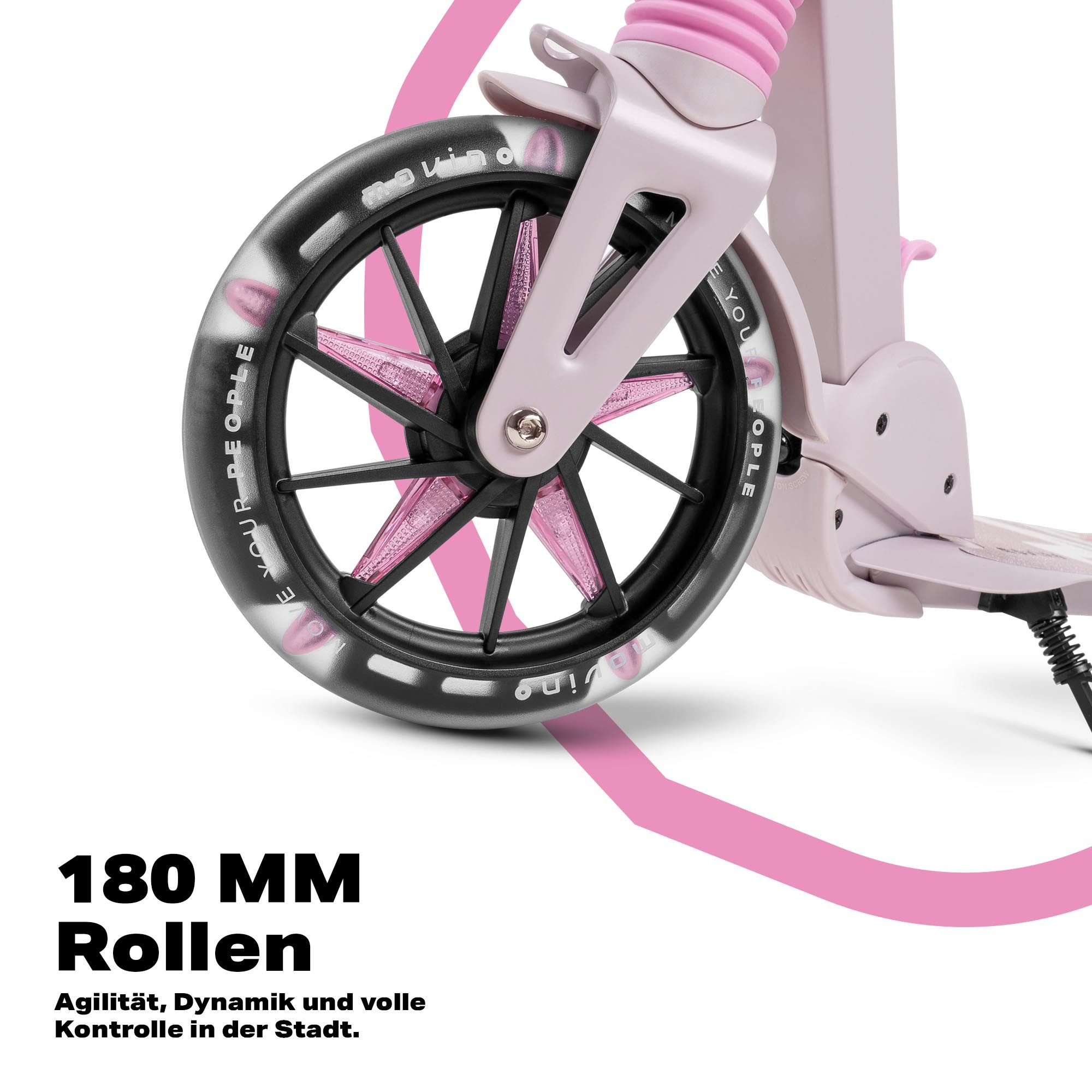 Movino Cityroller MOVINO CITY LIGHT Stoßdämpfer LED-Rollen max. 100kg