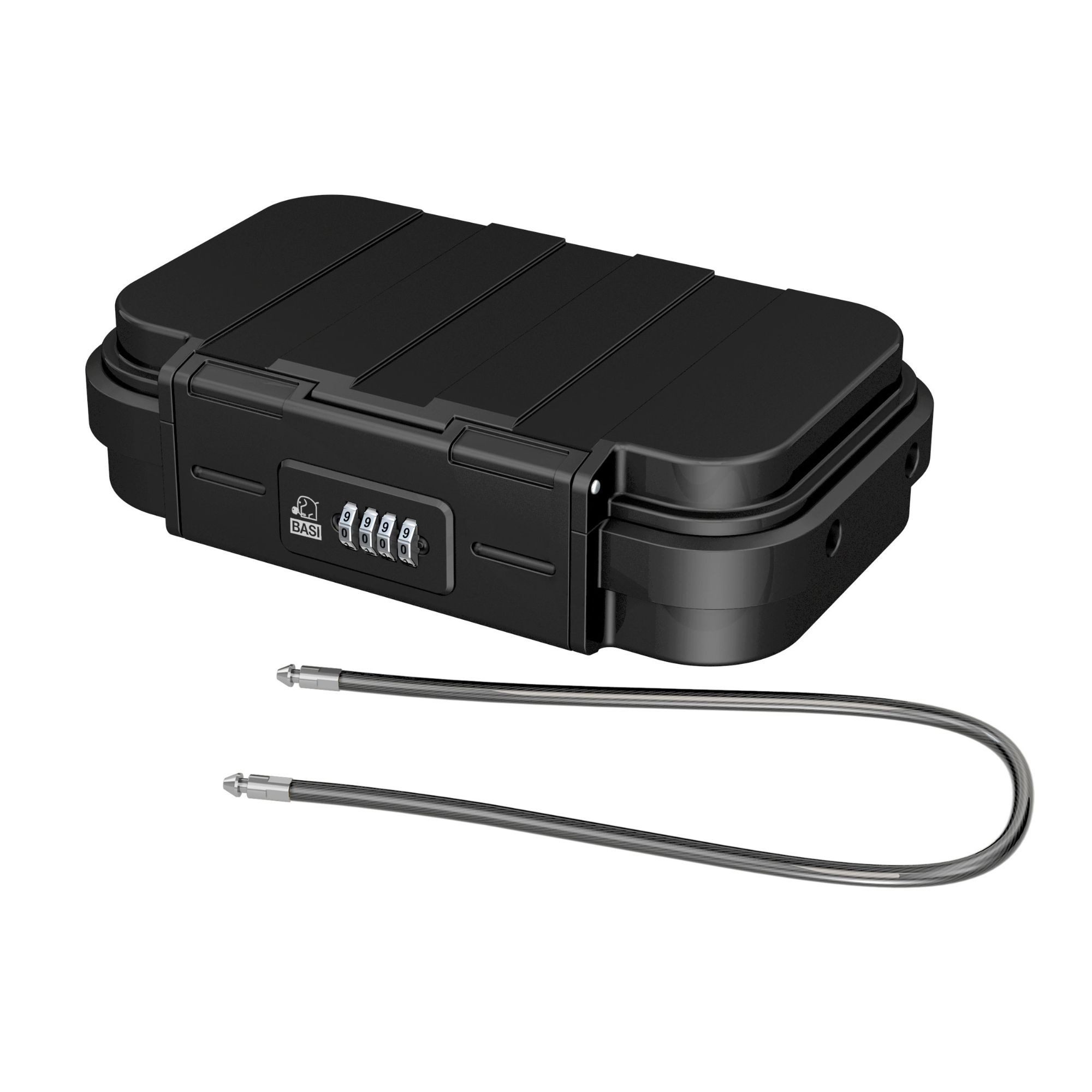 BASI Tresor Mobiler Safe mit Zahlenschloss, Sicherheitsbox (Packung, 1-St), 4-stelliger Zahlencode, IPX5 geschützt, L24 x B14 x H5,8 cm