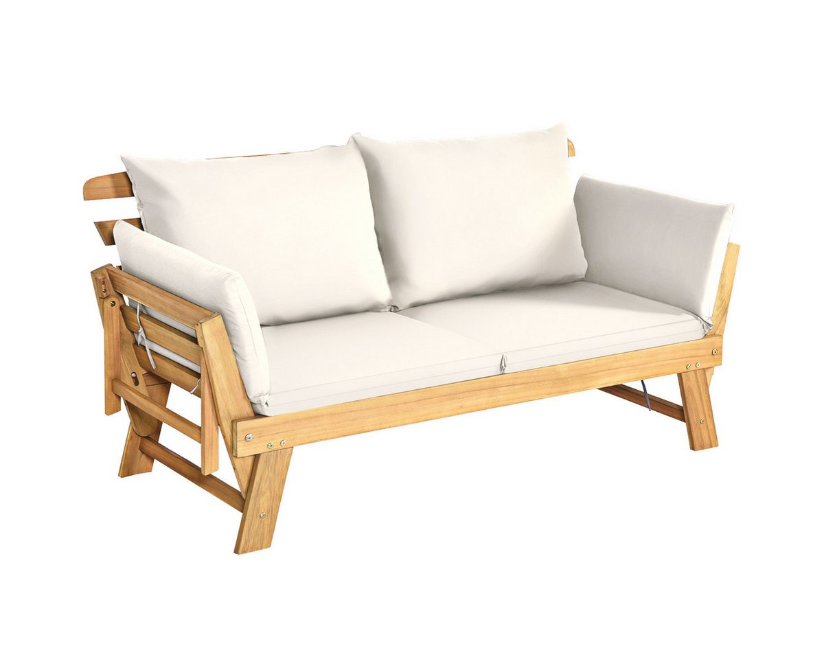 COSTWAY Gartenbank 4-in-1 XXL mit Liegefunktion, Auflage, 198x75x75cm, 320kg