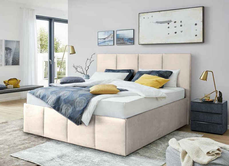 Halmon Schlafkomfort Betten Polsterbett Dalas-Standard (4-tlg), 100 cm höhe des Kopfteils, Ohne Deko und Ohne Kissen
