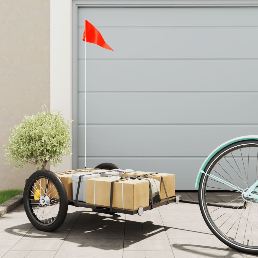 vidaXL Fahrradlastenanhänger Fahrradanhänger Schwarz 135x68x37 cm Eisen