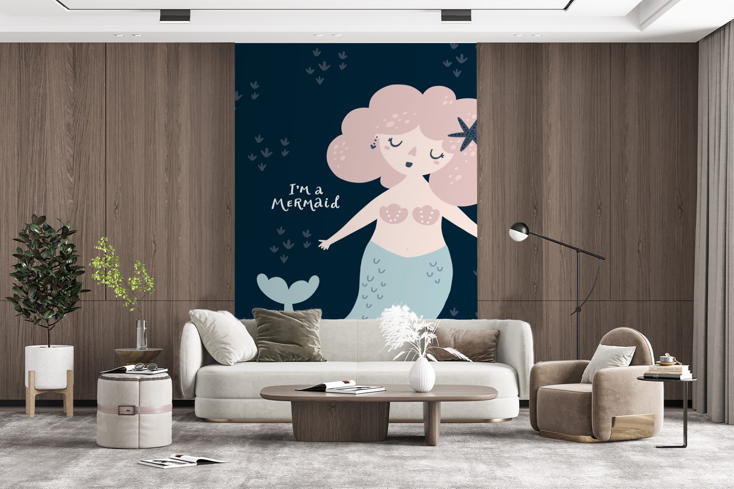 Wandtapete bedruckt, Baby, Montagefertig Wohnzimmer, Kind - St), MuchoWow Fototapete - Vinyl - Mädchen Tapete Matt, Zitat - für - Meerjungfrau (3 Rosa