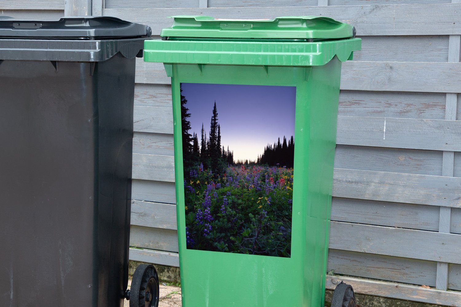 im Wandsticker MuchoWow Sticker, (1 kanadischen Blumen Abfalbehälter Mount Container, National Mülltonne, St), Park Bunte Revelstoke Mülleimer-aufkleber,