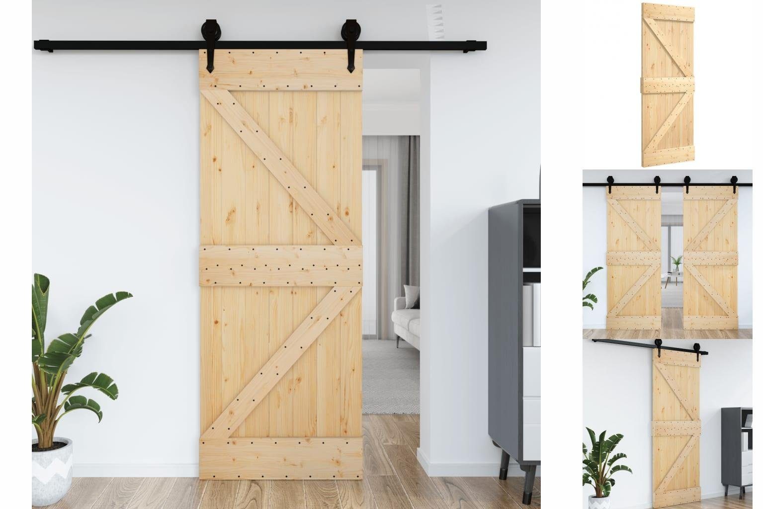 vidaXL Zimmertür Tür 95x210 cm Massivholz Kiefer Schiebetür Innentür Innenraum-Tür Holz