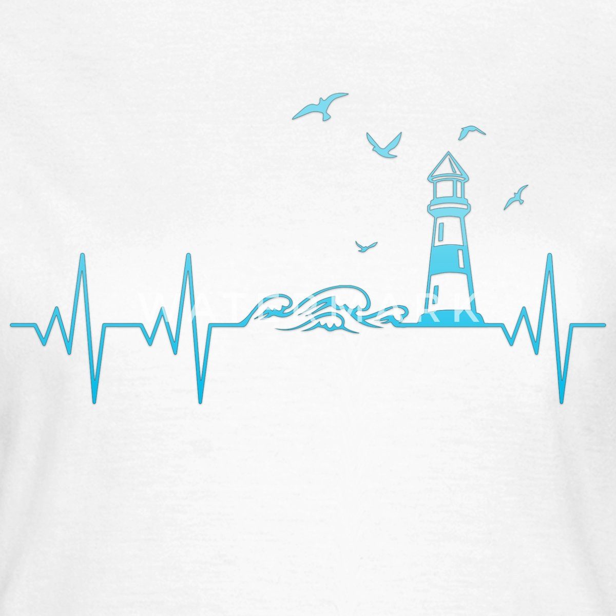 Spreadshirt T-Shirt Küste Meer Leuchtturm Herschlag EKG Moin Frauen T-Shirt (1-tlg) Slim Fit, fällt klein aus