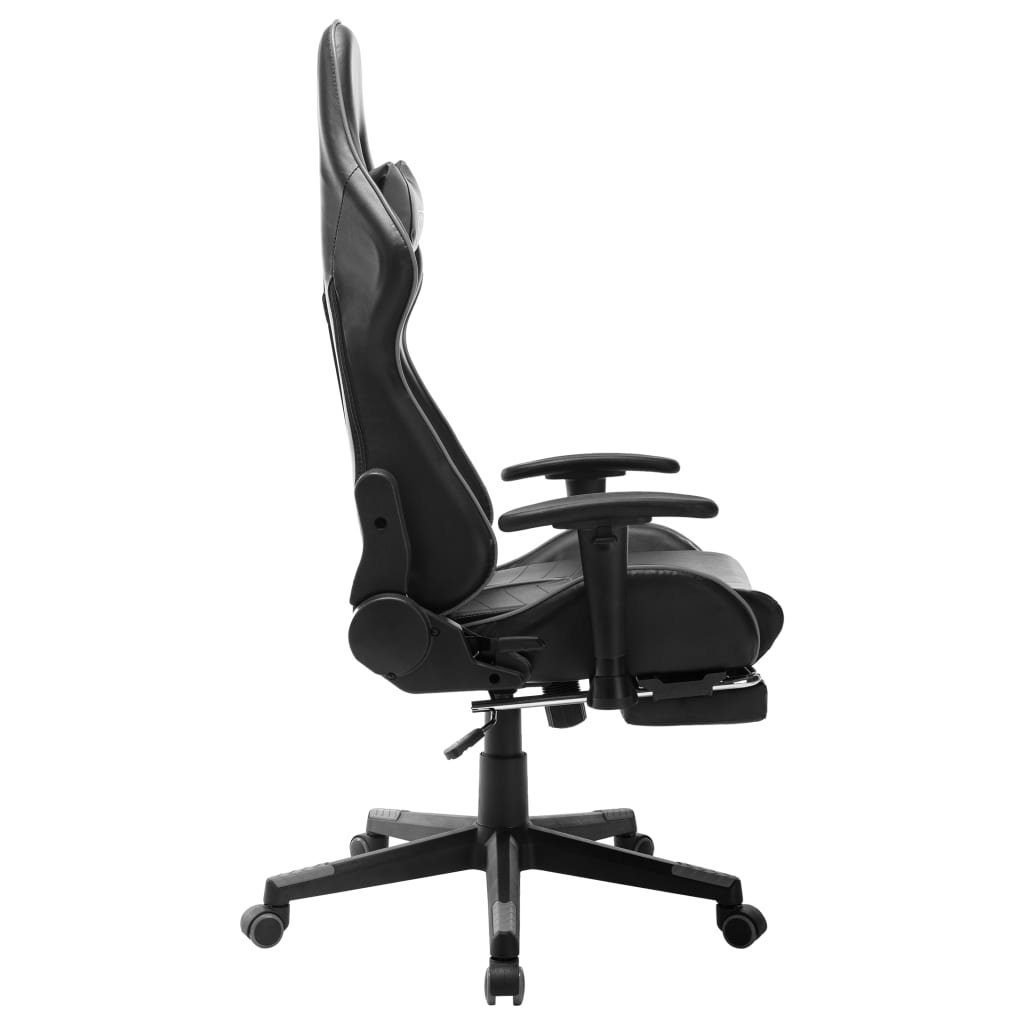 (1 St) Fußstütze und furnicato Schwarz Gaming-Stuhl Kunstleder mit Grau