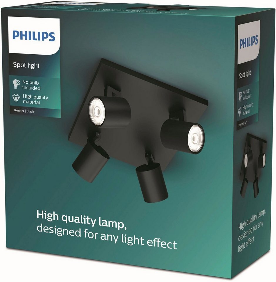 Philips LED Deckenspots Runner, ohne Leuchtmittel, Philips myLiving LED  Spot Runner mit vier Flammen