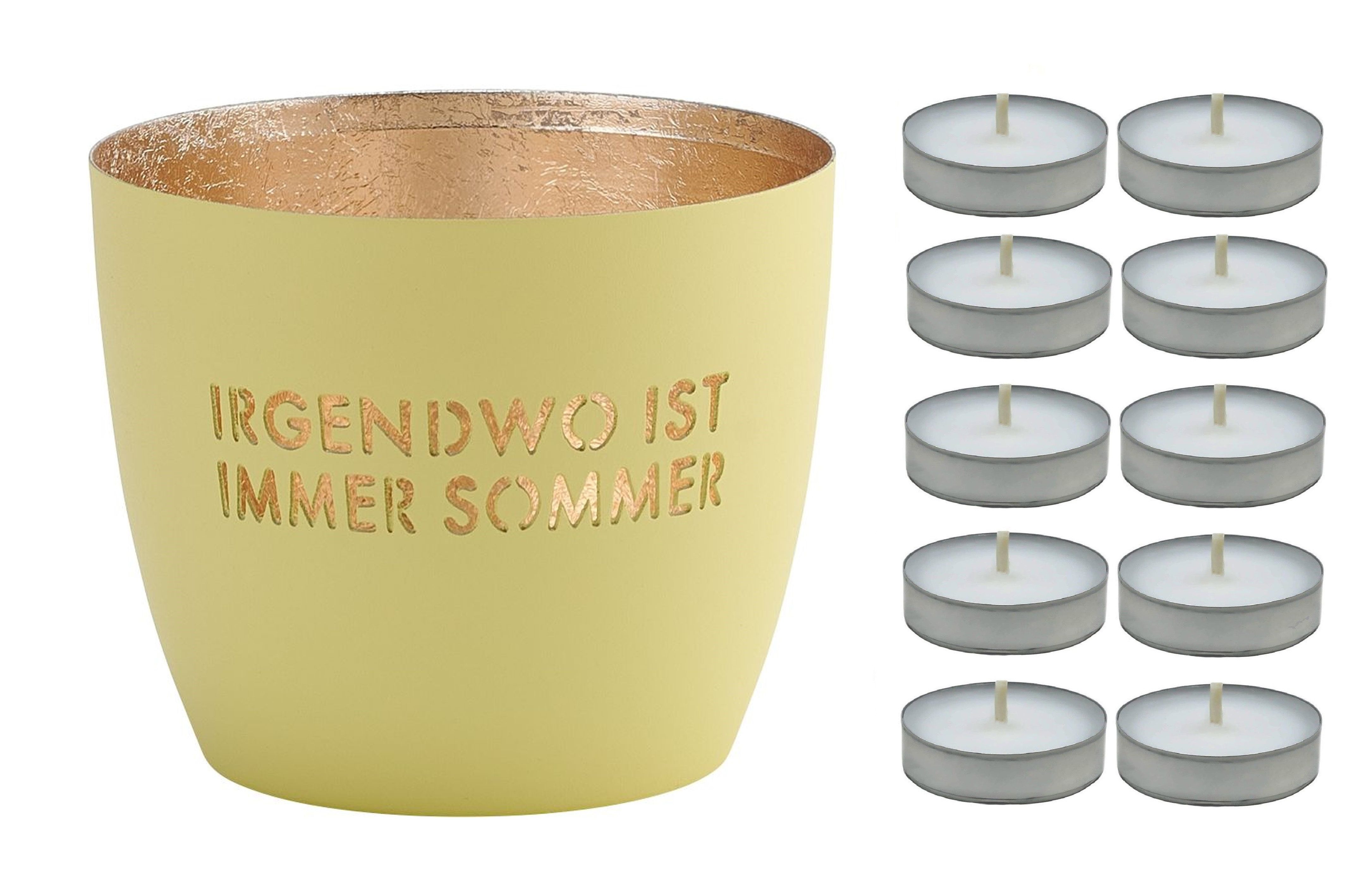Giftcompany Windlicht Giftcompany - Windlicht Madras mit 10 Teelichter "... Sommer" Gelb