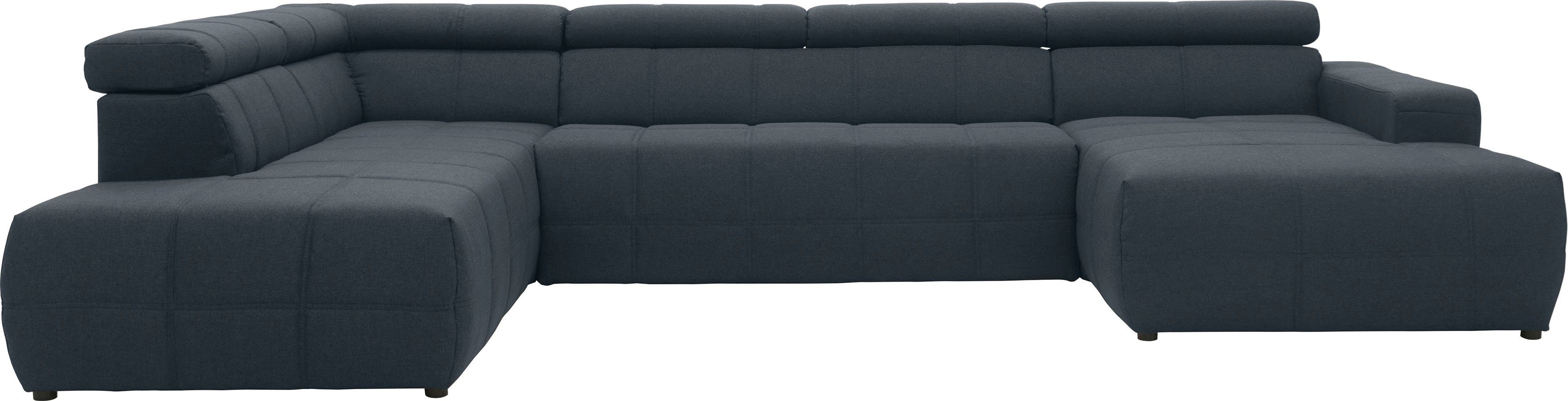 DOMO collection Wohnlandschaft Brandon, whlw. mit Sitztiefenverstellung, inkl. Nierenkissen, mit Kopfteilverstellung, wahlweise Sitztiefenverstellung, U-Form