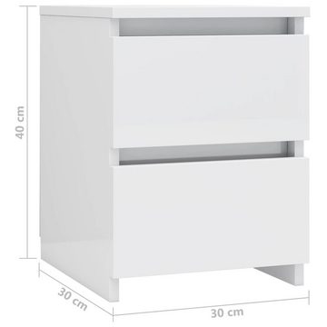furnicato Nachttisch Nachttische 2 Stk. Hochglanz-Weiß 30×30×40 cm Holzwerkstoff