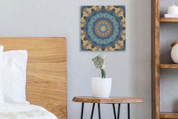 OneMillionCanvasses® Leinwandbild Kreis - Blau - Mandala, (1 St), Leinwand Bilder für Wohnzimmer Schlafzimmer