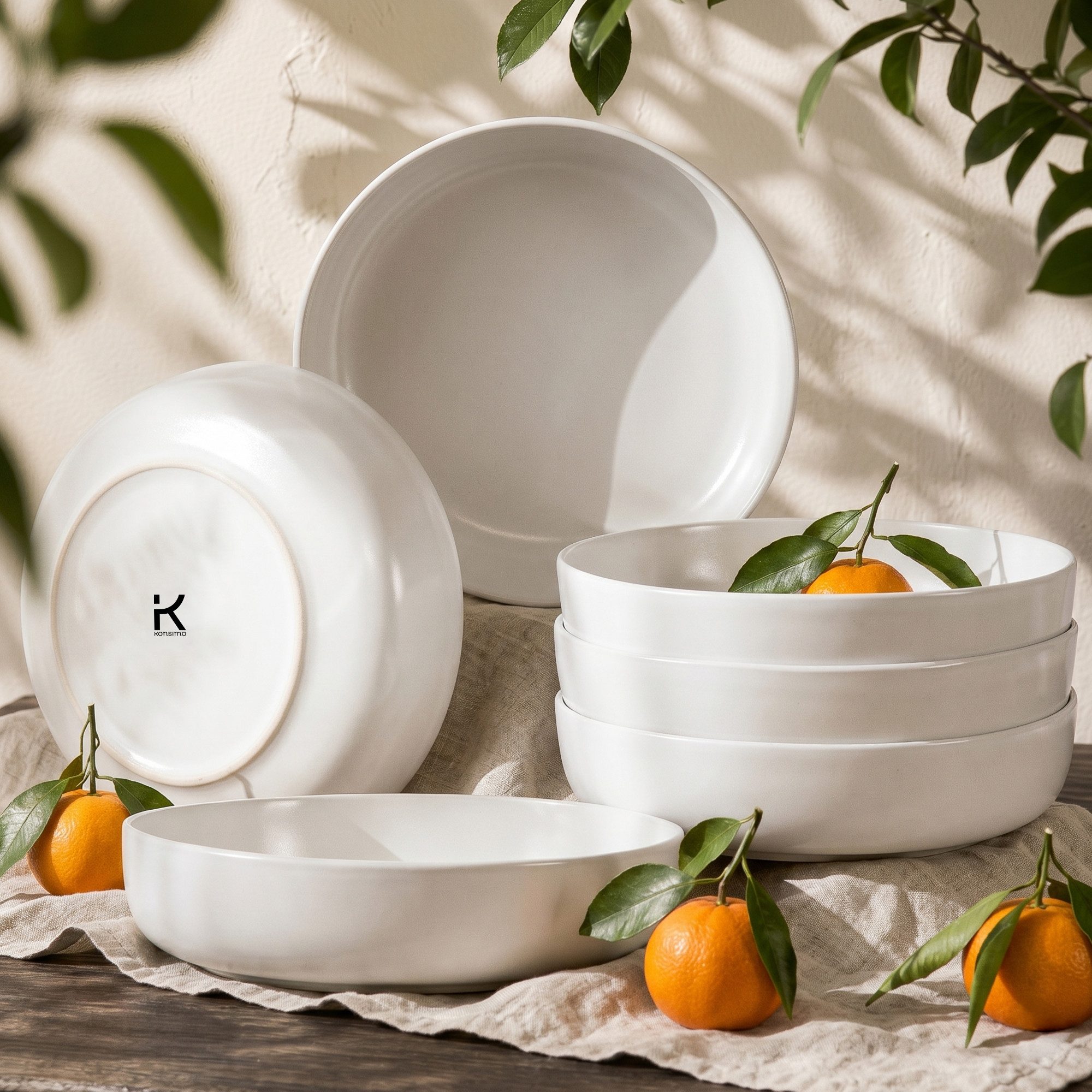 KONSIMO® Teller-Set VICTO Tafelservice hergestellt in der EU (6-tlg), 6 Personen, Steingut, spülmaschinengeeignet, mikrowellengeeignet, 6x Suppenteller
