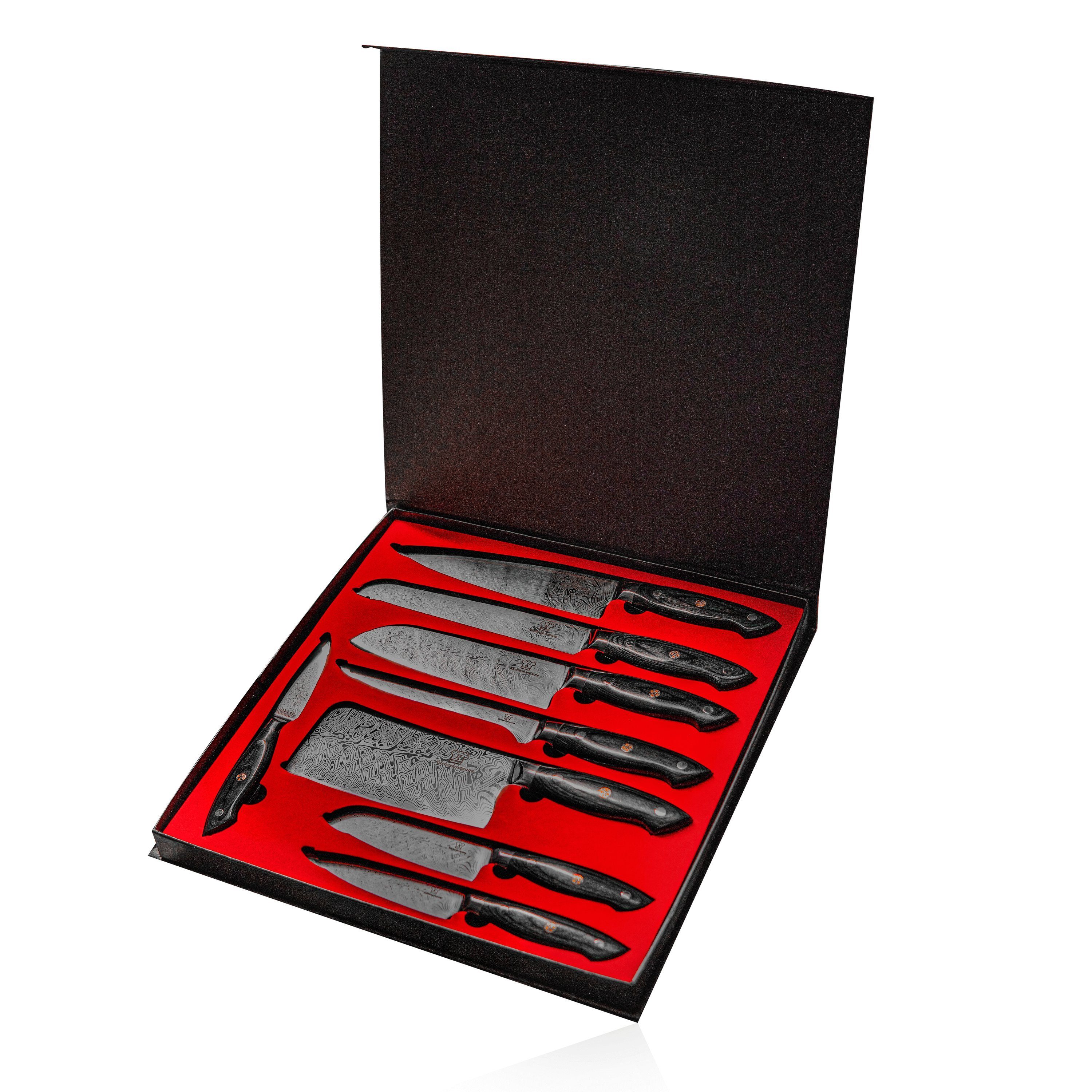 (2-tlg) Holzleiste mit magnetischer Küchenkompane asiatisch Kumai Messerset Küchenmesser Messer-Set -