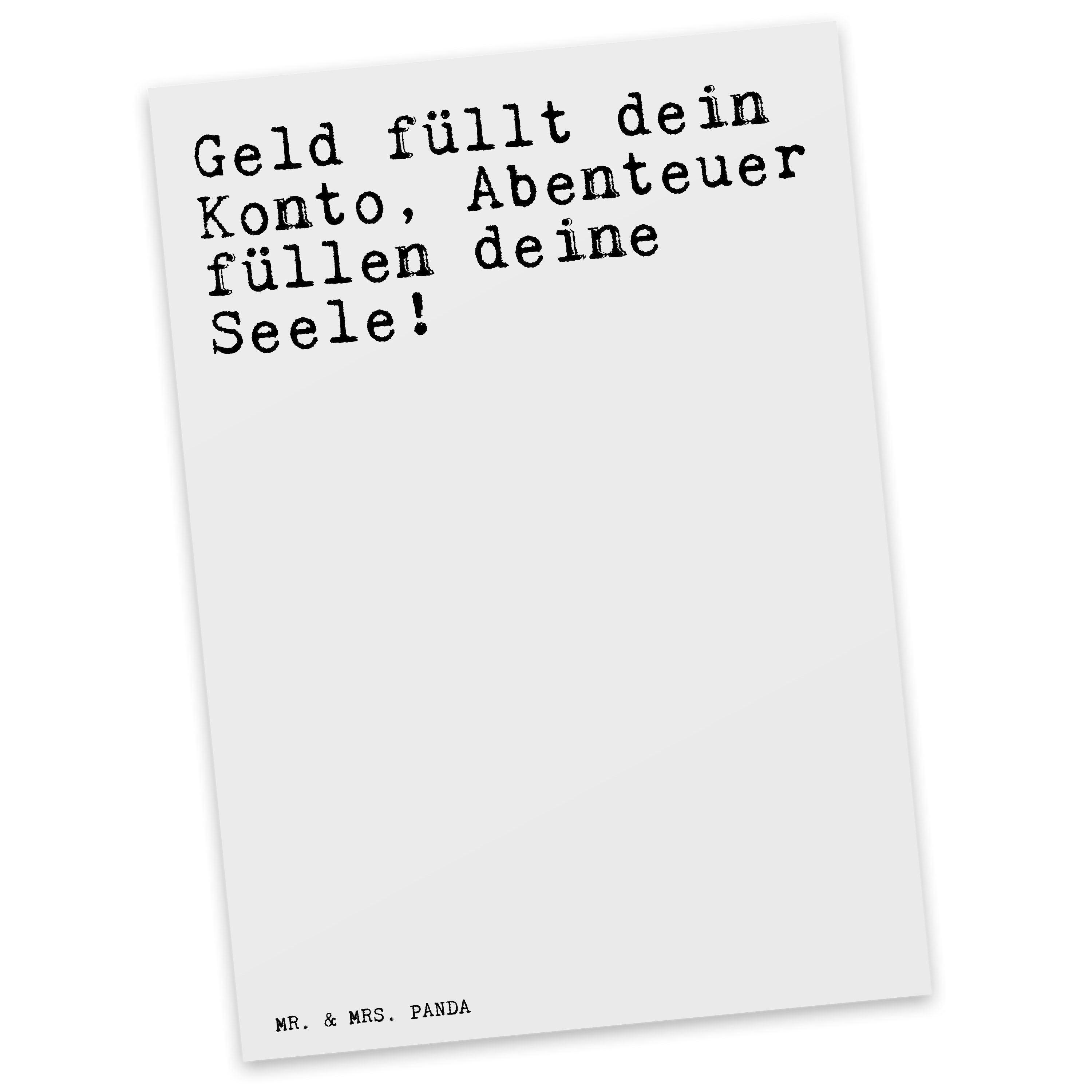 Mr. & Mrs. Panda Postkarte Geld füllt dein Konto,... Weiß Geschenk
