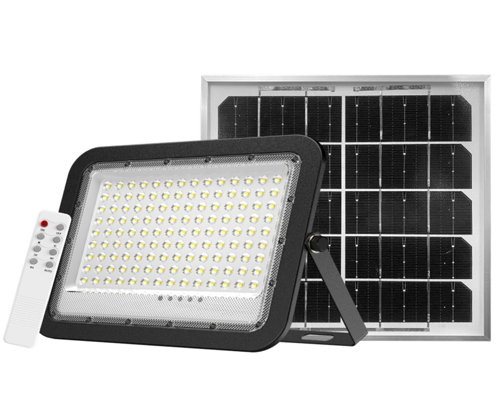 ENOVALITE LED Solarleuchte Solarstrahler PRO, LED-Fluter, 6 W PV, 800 lm, 6500K, IP65, LED fest integriert, Tageslichtweiß, kaltweiß, steuerbar mit Fernbedienung, Solarfluter mit Akku