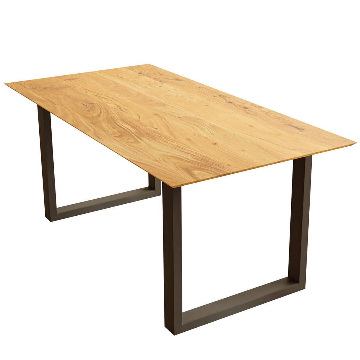 Liadomo Esstisch Luzern, Tischplatte mit Schweizer Kante aus Akazienholz massiv, Metallgestell