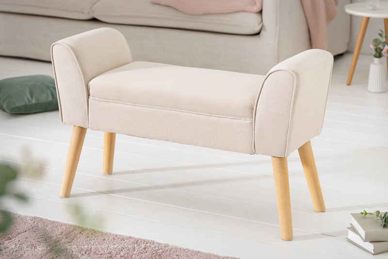 riess-ambiente Sitzbank SCARLETT 90cm beige (Einzelartikel, 1-St), Flur · Stoff · Holz · Schlafzimmer · Scandinavian Design