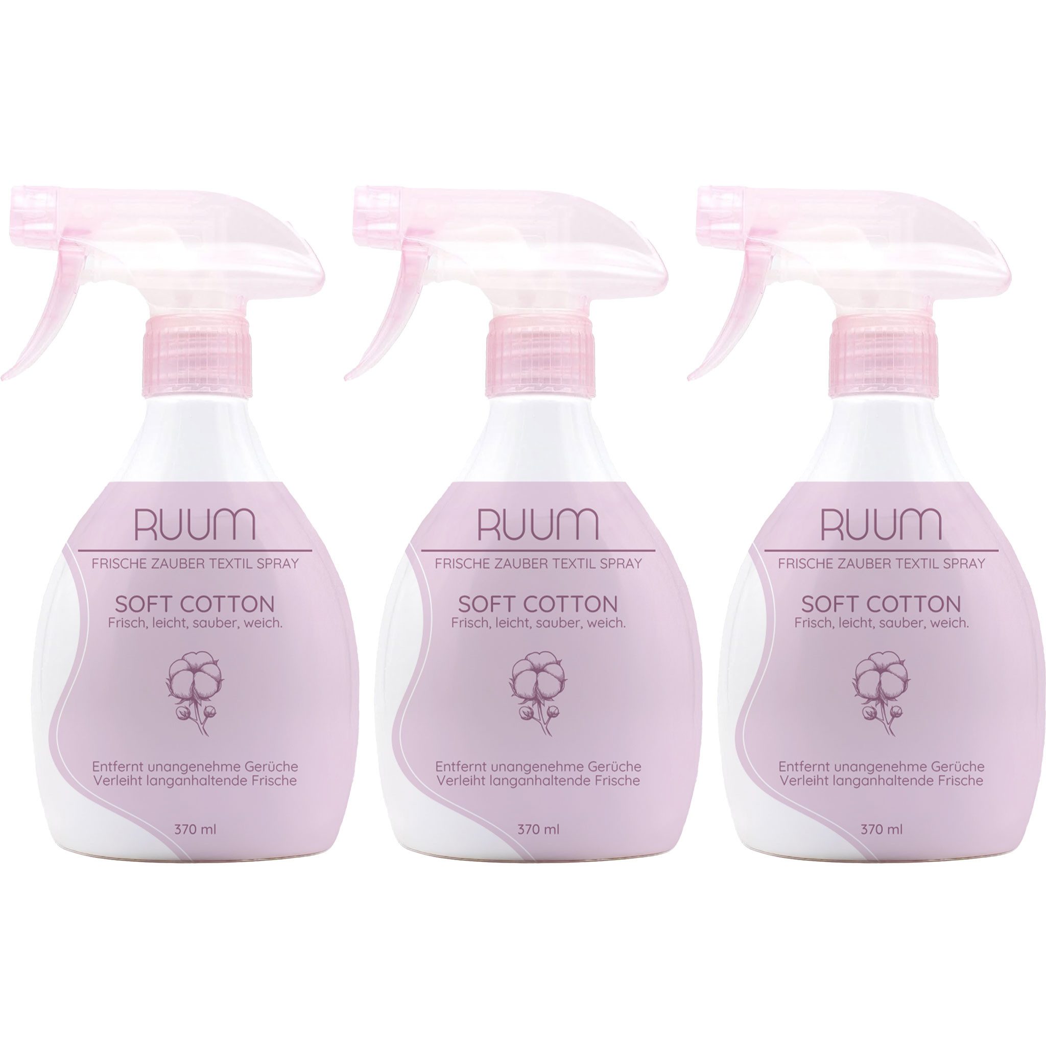 RUUM Textilerfrischer Geruchsentferner Spray mit feinem Sprühnebel für Kleidung & Textilien (Spar-Set, 3er Pack), Effektive Bekämpfung unangenehmer Gerüche, ohne Treibgas.