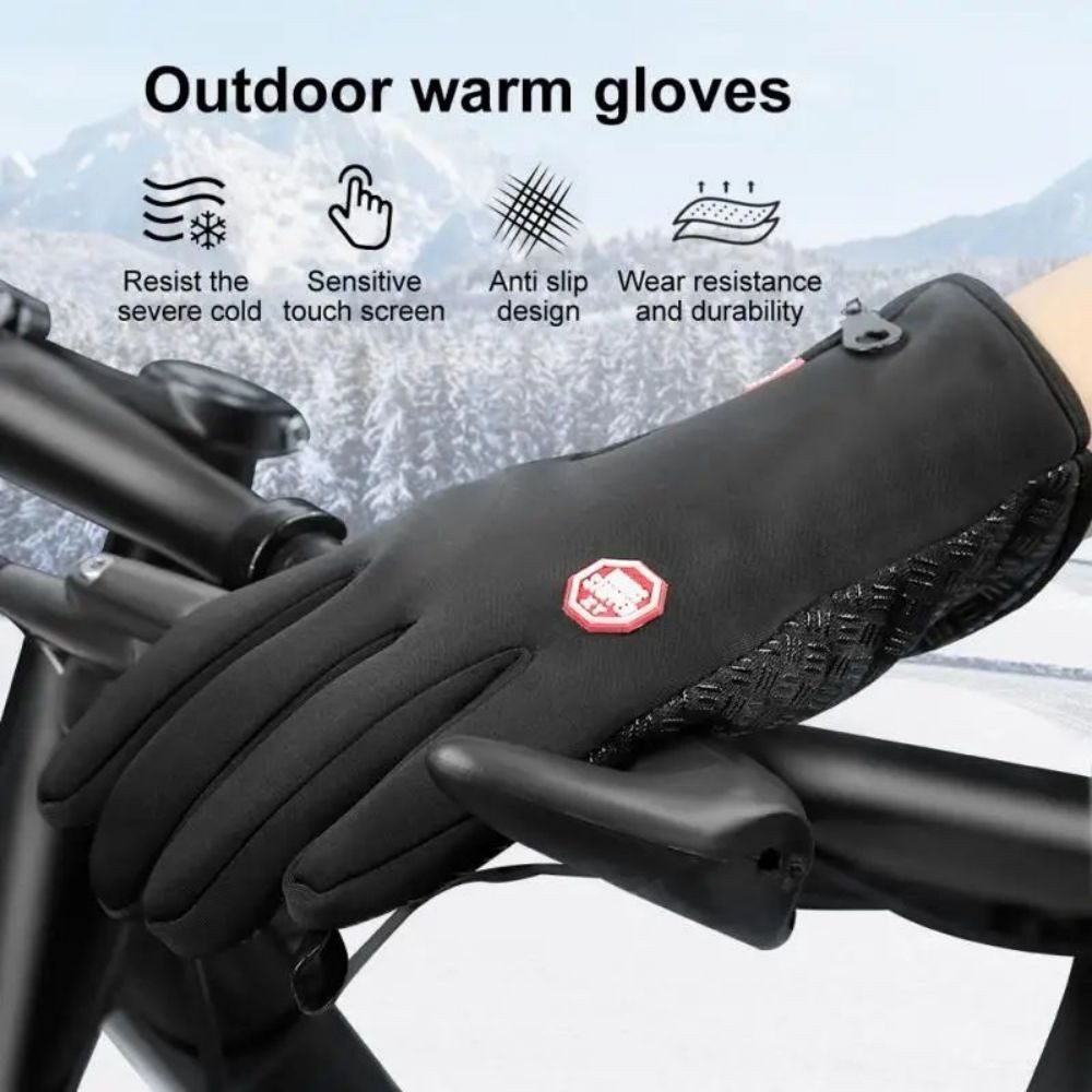 AURIVION Trainingshandschuhe Winterhandschuhe Herren wasserdicht & winddicht mit Touchscreen (Set, 2-St., Warme Touchscreen Handschuhe für Radfahren, Laufen & Winter) Multisporthandschuhe mit Reißverschluss für Outdoor & Sport