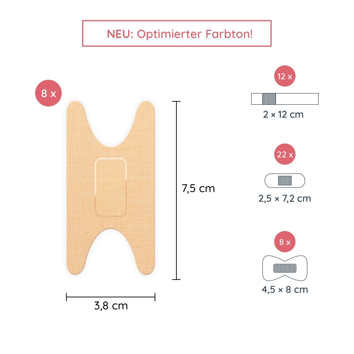 FLEXEO Wundpflaster Pflaster Mix (50 St), Pflasterstrips textil beige, 50 Stk