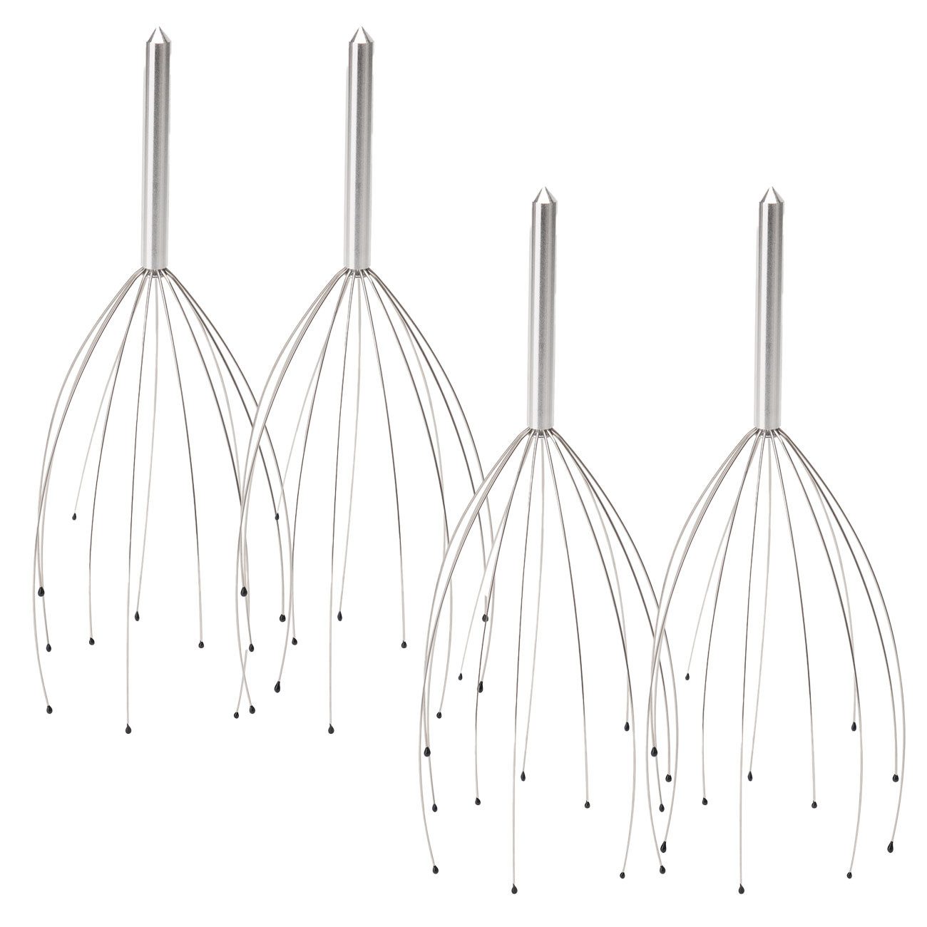 Casativo Massagebürste Kopfmassage Spinne mit 12 Wohlfühl-Noppen & glattem Griff Entspannung, 4-tlg., 1er-Set & 2er-Set & 4er-Set, 12 flexible Massage-Fühler mit sanften Wohlfühl-Noppen/belebt Körper